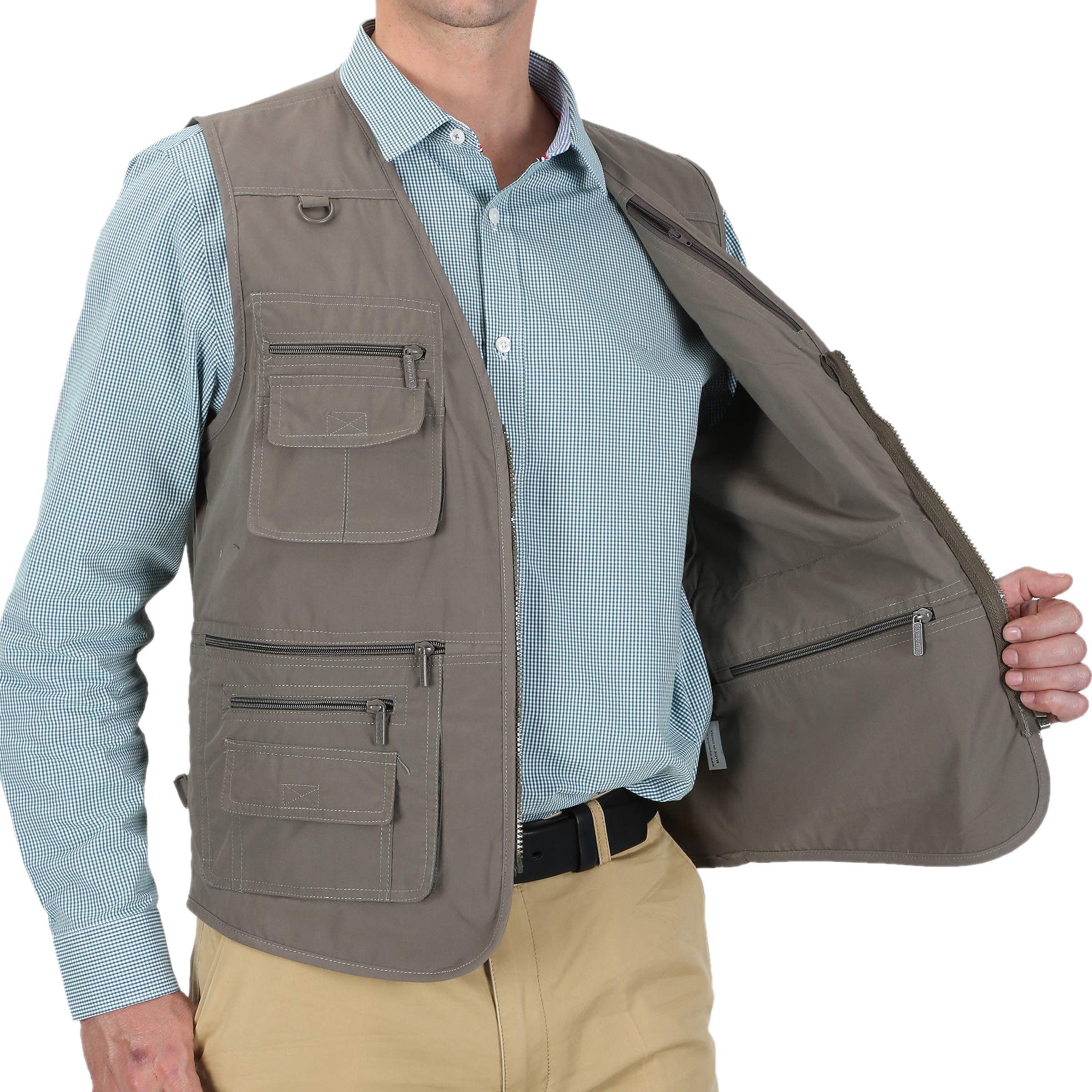 Men's Lightweight Poplin Fishing Vest with Multiple Pockets - Outdoor Travel, Sports & Work Utility Vest for Hiking, Camping & Hunting Accessories Storage