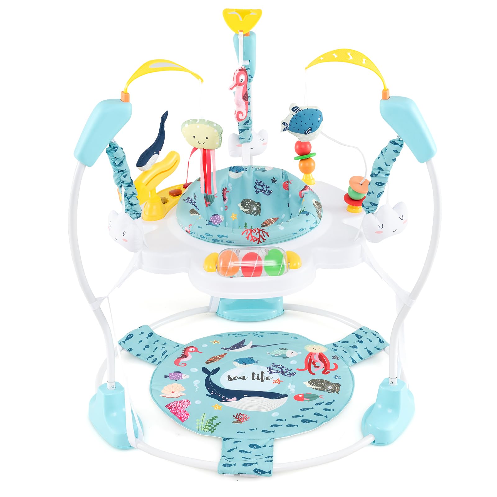 BABY JOY Baby Jumpers & Bouncers - Interactive Activity Center with Music, Lights & Sounds | 360° Rotating Seat | 5 Height Adjustments | Learning Toy for Infants 6-12 Months | Perfect for Playtime, Early Development & Parent-Free Moments