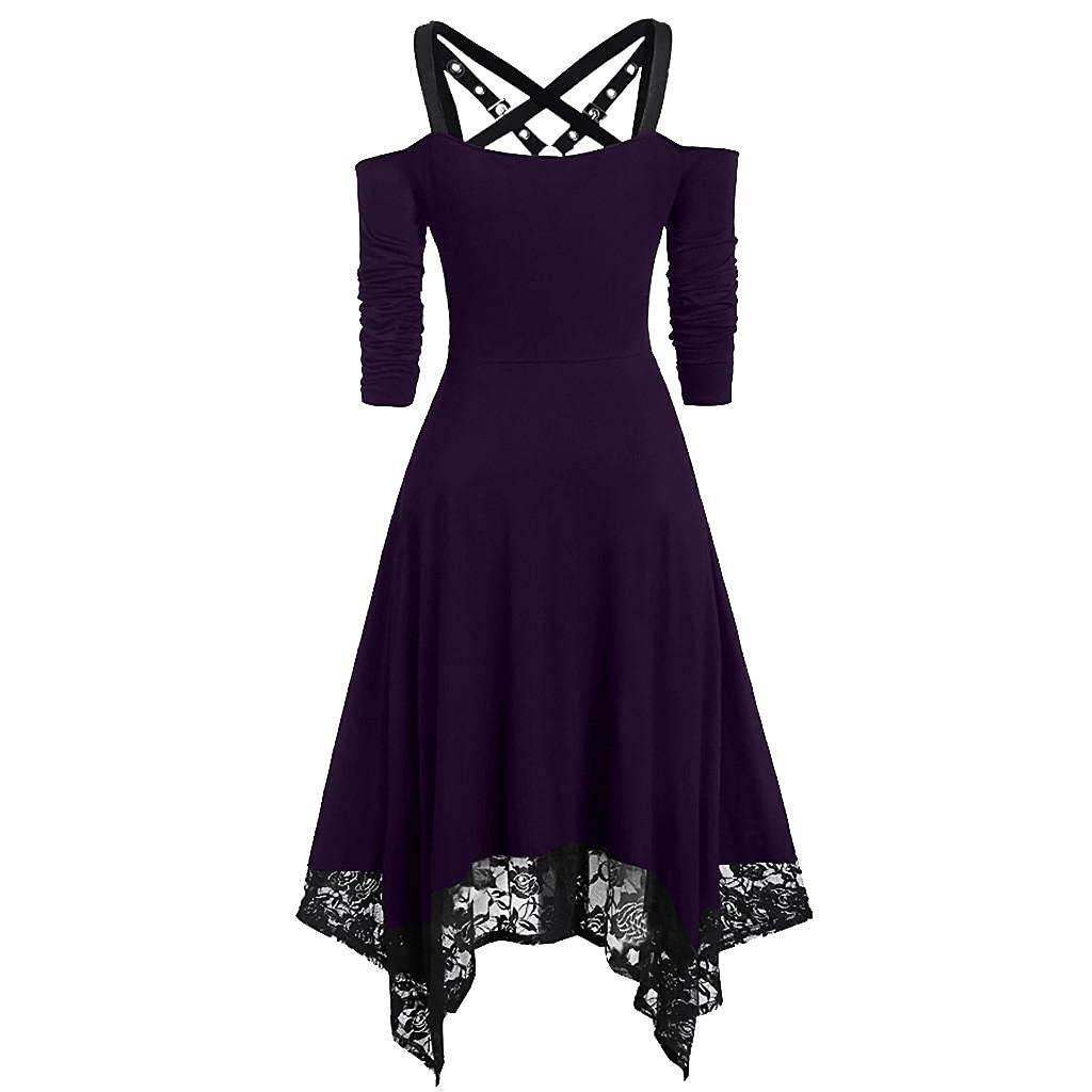 Gothic Black Lace Dress for Women - Off Shoulder Half Sleeve Summer Ball Gown | Elegant Goth Prom Dress for Parties, Weddings & Special Occasions