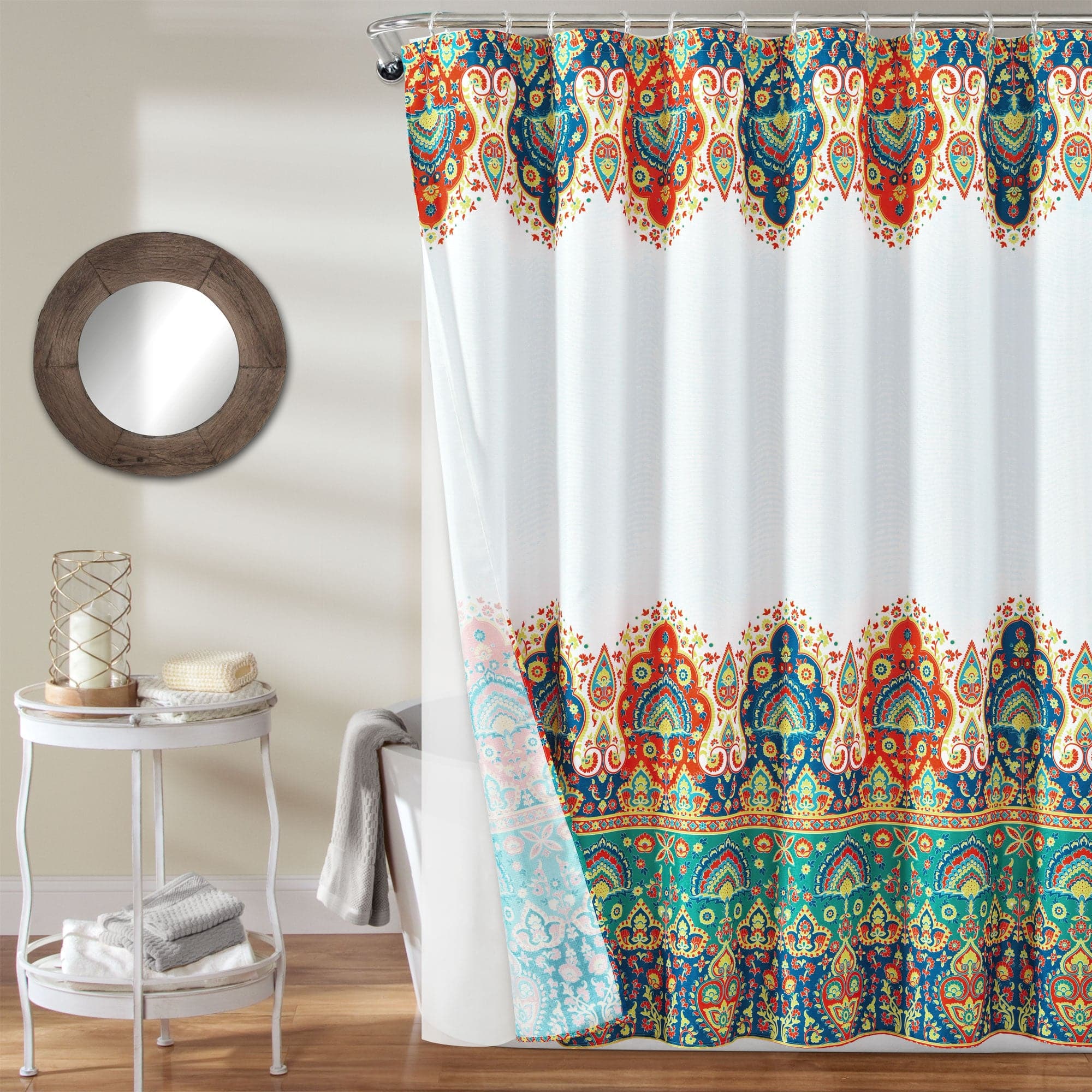 Bohemian Meadow Shower Curtain Set - 14 Piece Bathroom Decor with Hooks & Liner | Waterproof & Mold Resistant for Vintage Style Bathrooms