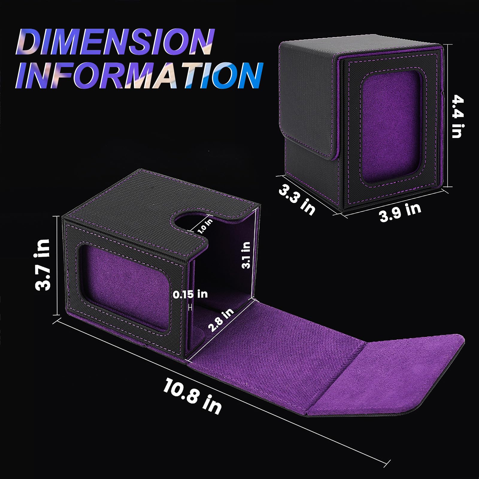 MTG Commander Deck Box - Holds 100 Double Sleeved Cards with 2 Dividers, Drawstring Bag & Toploader | Magic The Gathering Card Storage Case (Black & Purple) | Perfect for TCG Tournaments, Game Nights & Collectible Display
