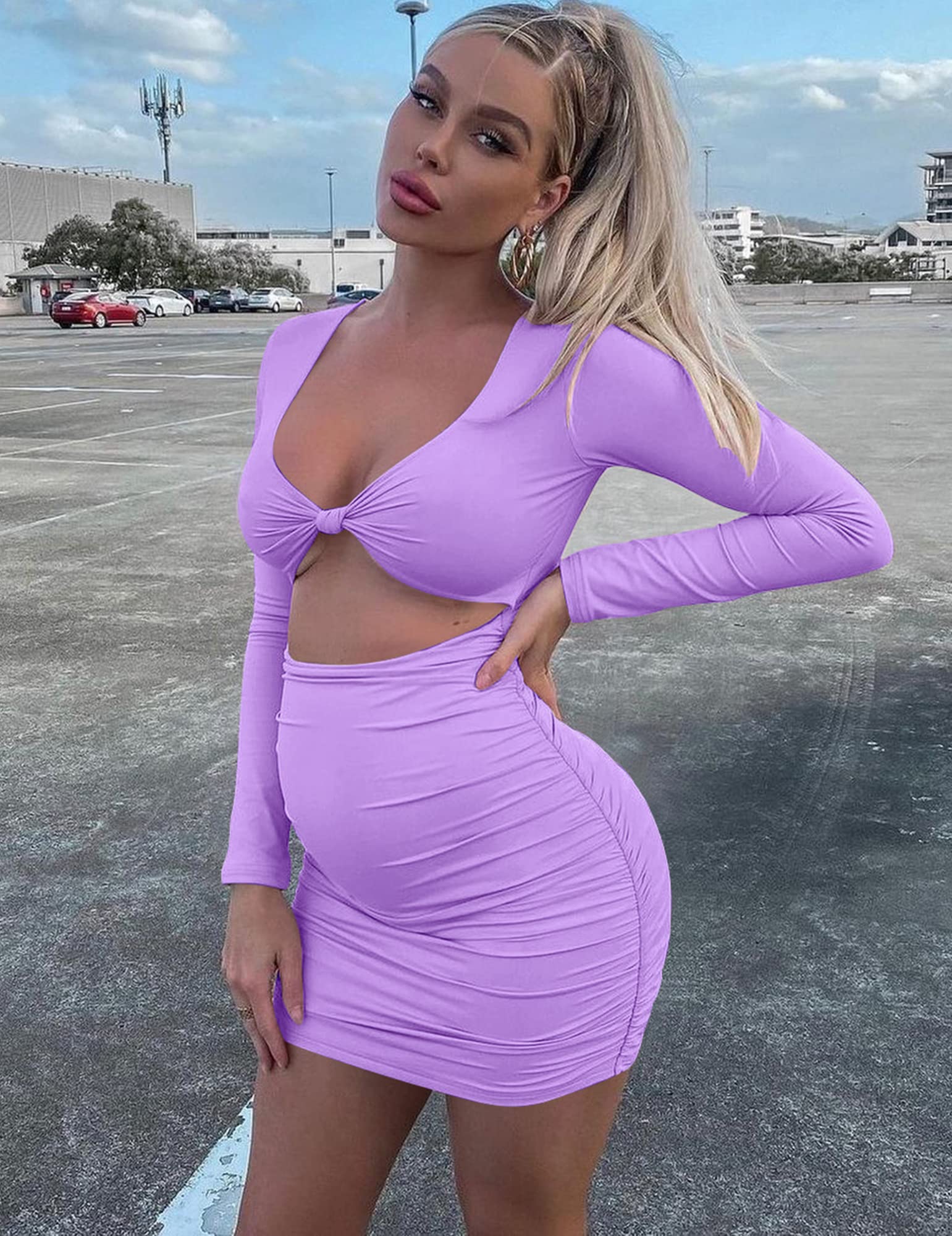 Sexy Women's Bodycon Sleeveless Ruched Mini Dress - Cut Out Design Club Party Dress for Night Out, Date Night & Cocktail Events