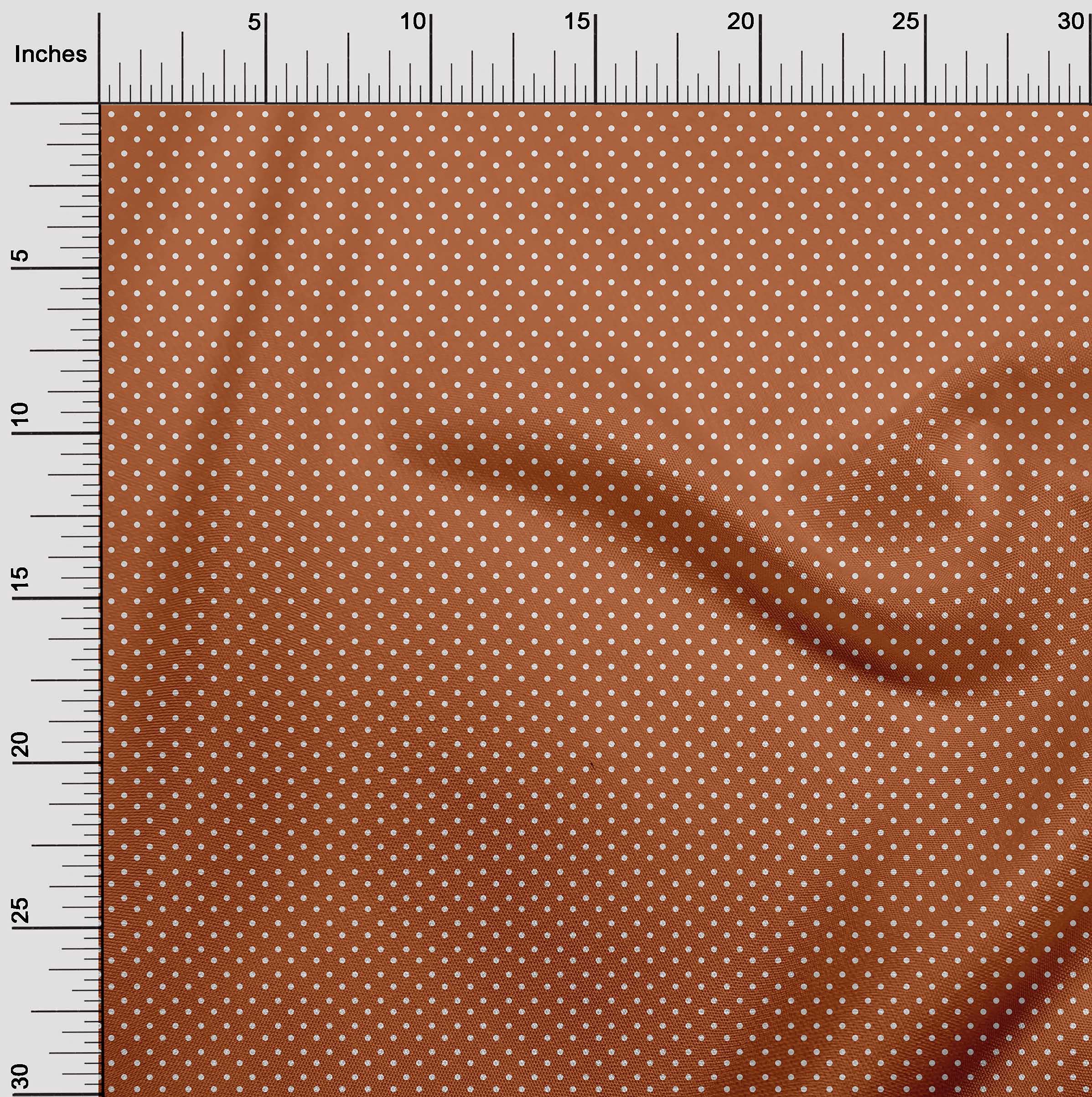 oneOone Cotton Flex Rust Brown Fabric Dots - 40 Inch Wide Printed Cotton Fabric by The Yard for DIY Clothing, Quilting & Home Decor Sewing Projects - Premium Sewing Supplies for Dresses, Curtains & Crafting