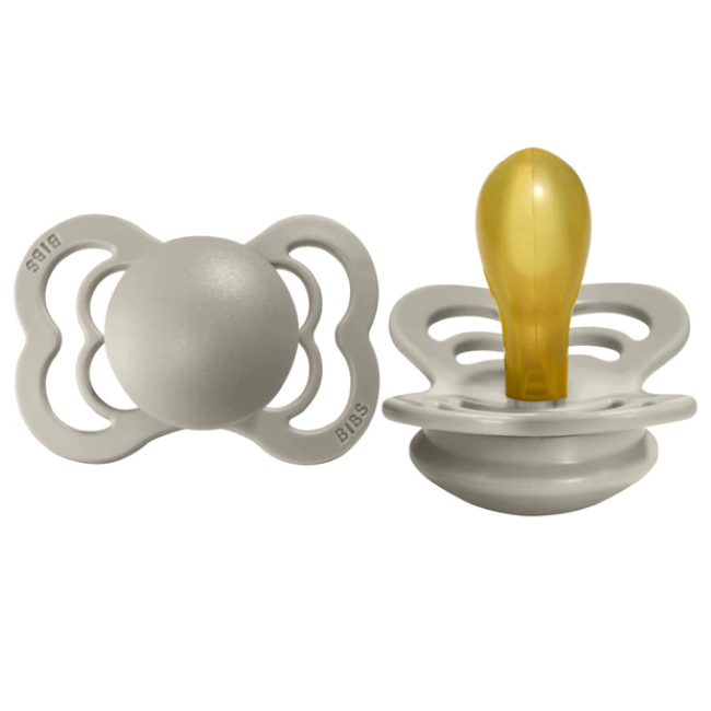 Supreme Collection Flat Natural Rubber Latex Pacifier for Babies - 2 Pack (Sand Color) - Soothing & Safe for Newborns, Infants - Perfect for Daycare, Travel & Everyday Use