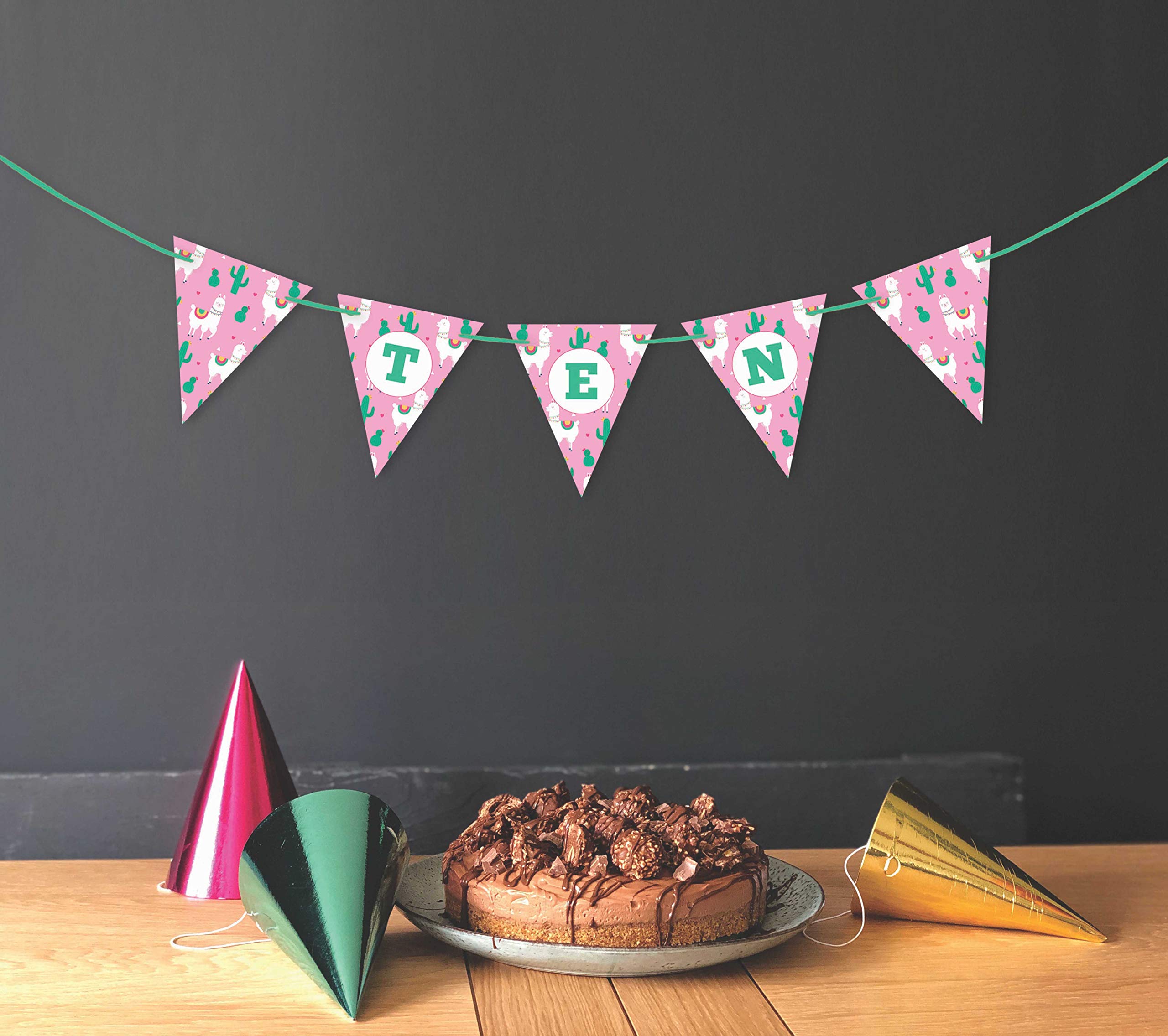 I Am Ten Pennant Banner - Striped Birthday Party Decorations for Boys, Kids Room Decor & Party Garland - Perfect for Birthday Celebrations, Classroom Decor, and Photo Backdrops
