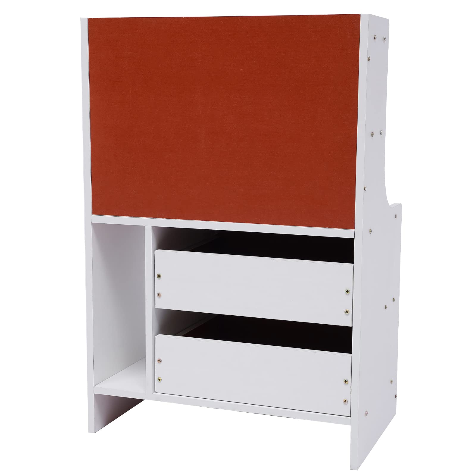 Tall White Nightstand with 2 Drawers & Shelf - Wood Bedside Table for Bedroom Storage & Decor