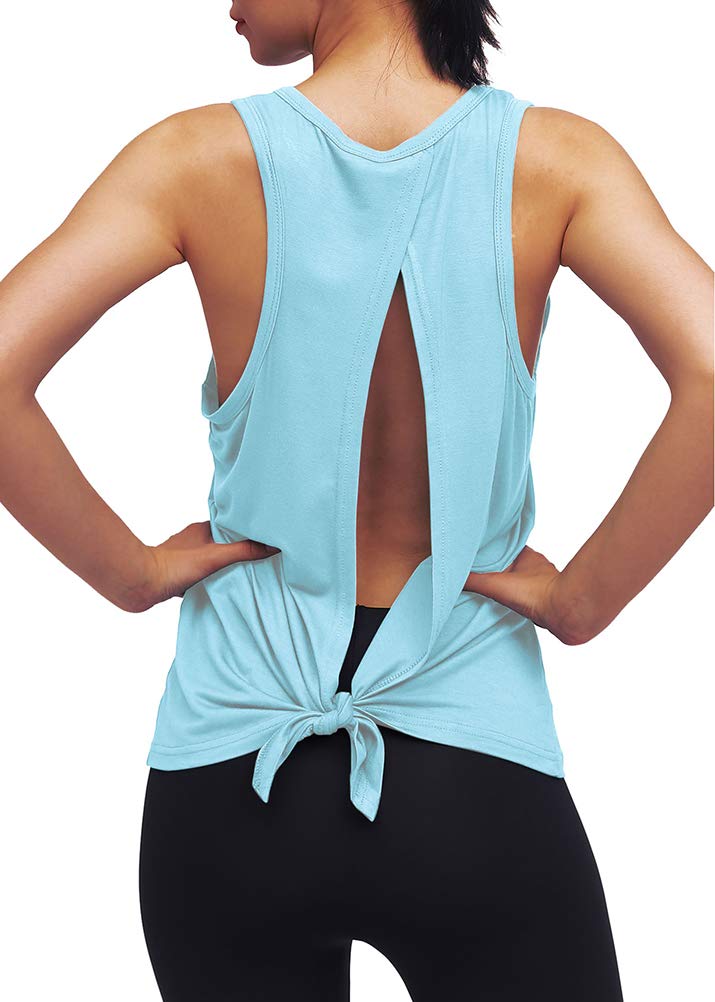 Women's Workout Yoga Tops - Open Back Shirts with Adjustable Tie Back Tank Tops for Gym, Yoga & Fitness | Breathable & Comfortable for Running, Pilates & Activewear
