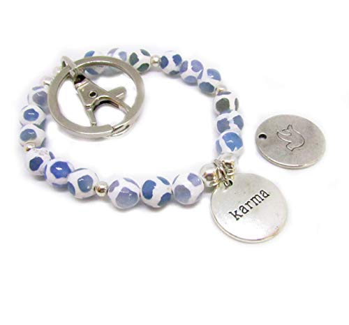 Karma Charm Keychain Bracelet for Women - Hope Pendant Beaded Wristlet with Keyring - Spiritual Jewelry for Everyday Wear, Gifts & Positive Energy