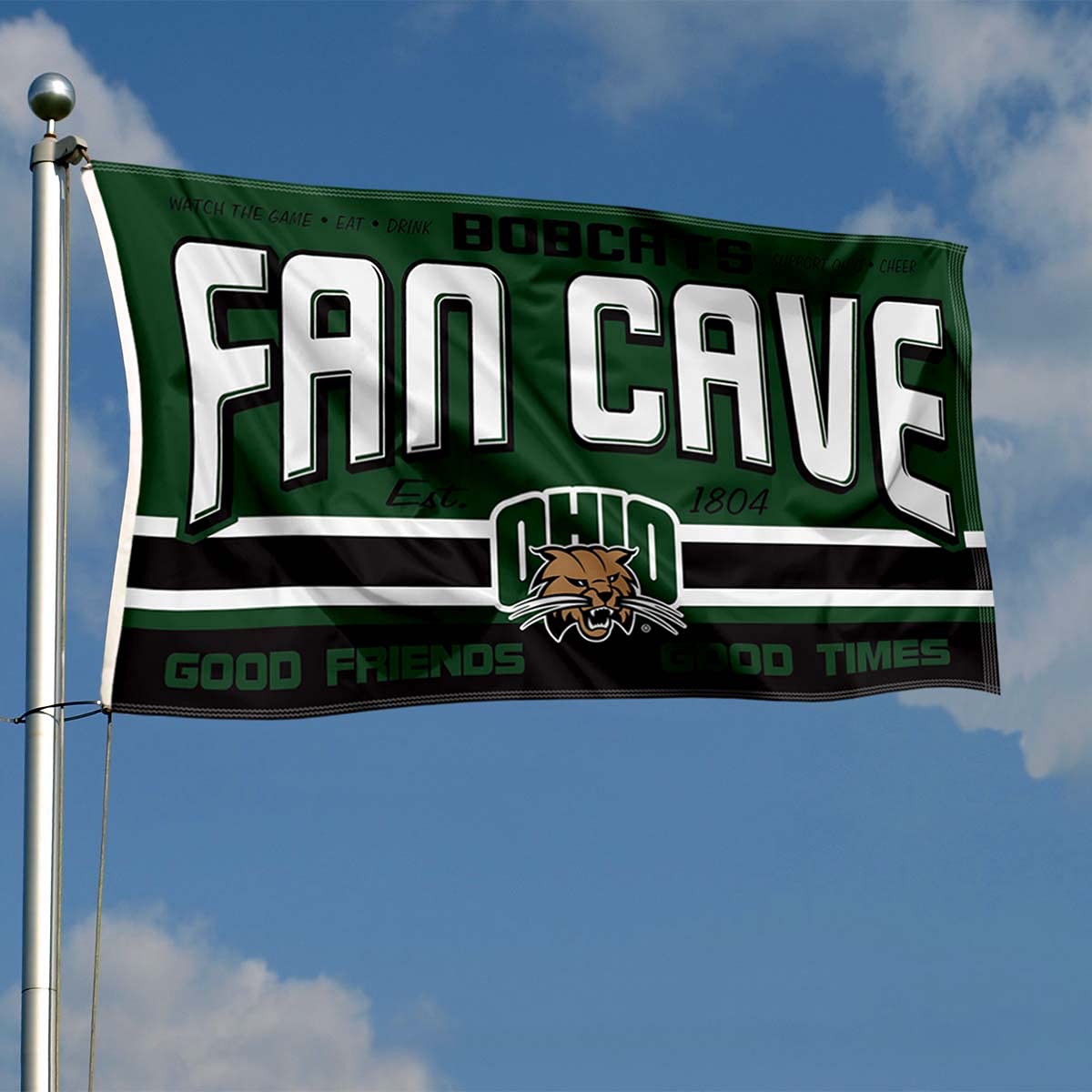 Ohio Bobcats Fan Man Cave Banner Flag - College Football Team Decor for Game Room, Tailgate Party & Sports Fan Cave - Perfect for Ohio University Alumni & Fans