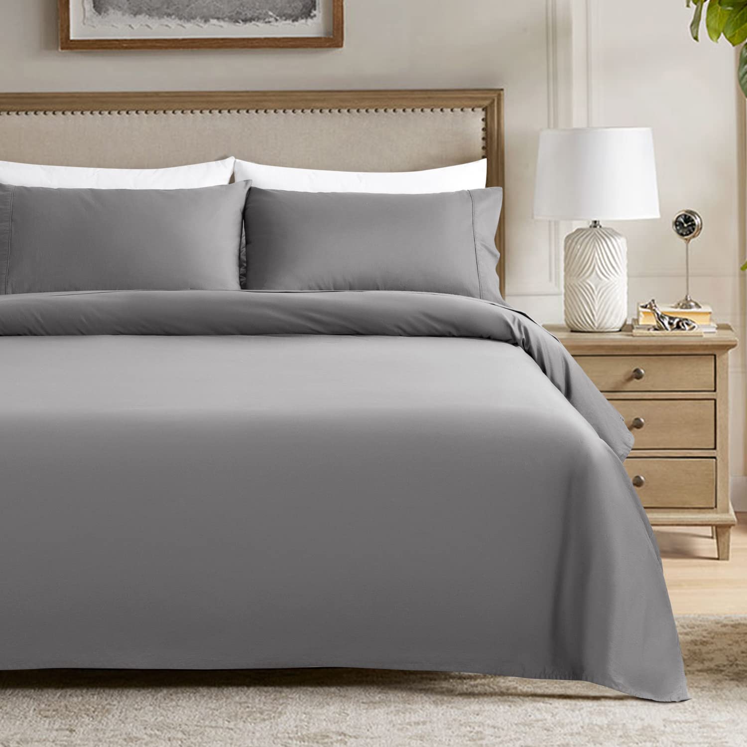 Luxury 1200 Thread Count 100% Egyptian Cotton Sheets Set - Full Size Cooling Bed Sheets, Sateen Weave, Extra Soft & Breathable with 16