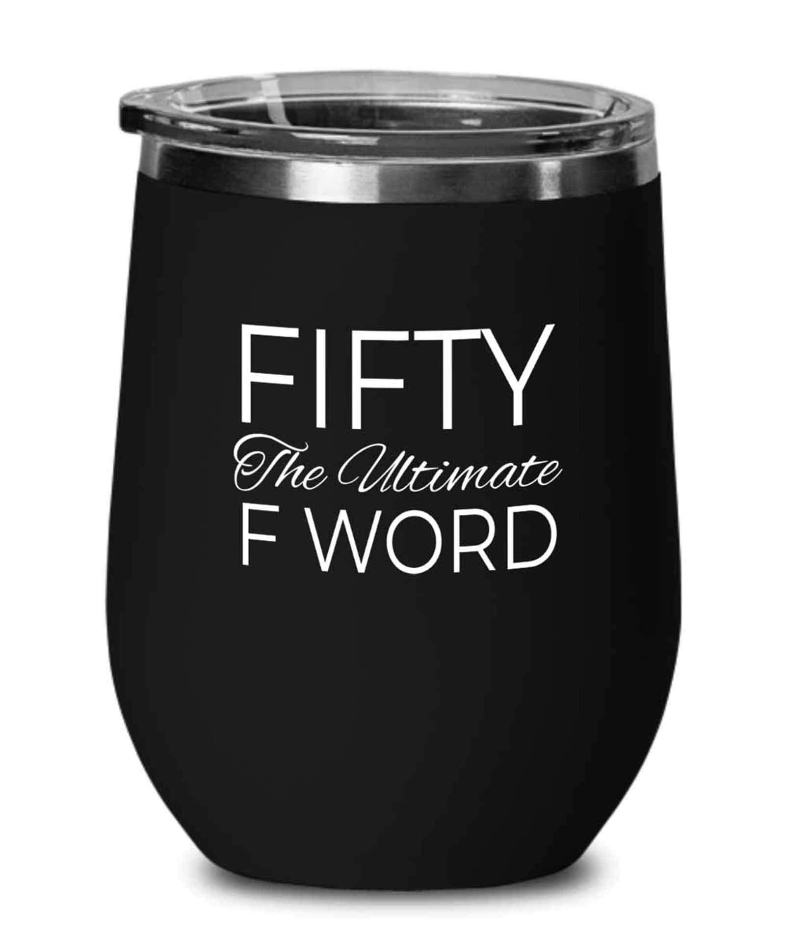 50th Birthday Black Wine Tumbler 12oz - Funny Sarcastic 