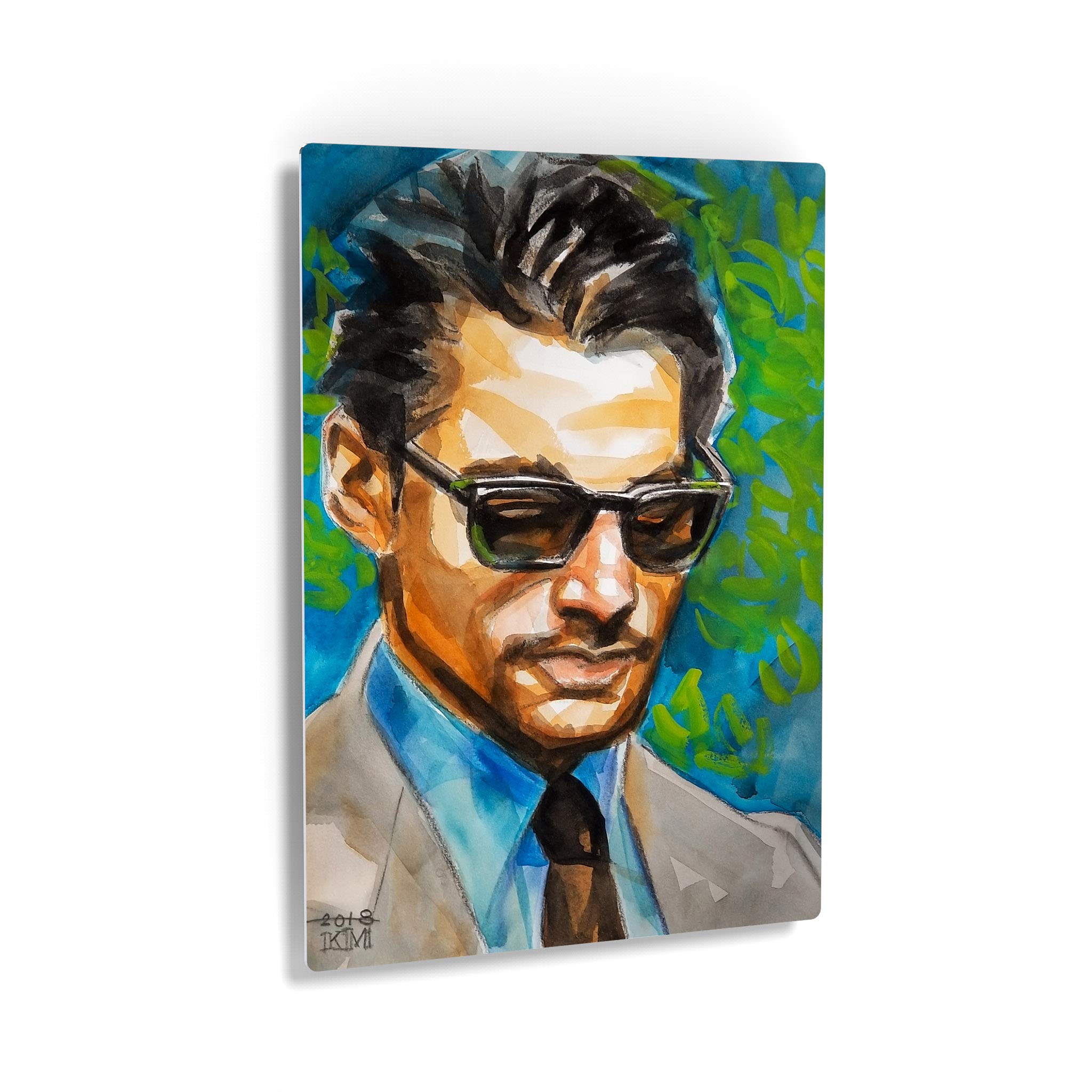 Kenney Mencher Italian Job Art Print - Sexy Man Portrait Crayon Watercolor Painting - Metal Wall Art for Living Room & Bedroom Decor - Ready to Hang Made in USA (24x16 Inches) - Perfect for Modern Home & Office Spaces