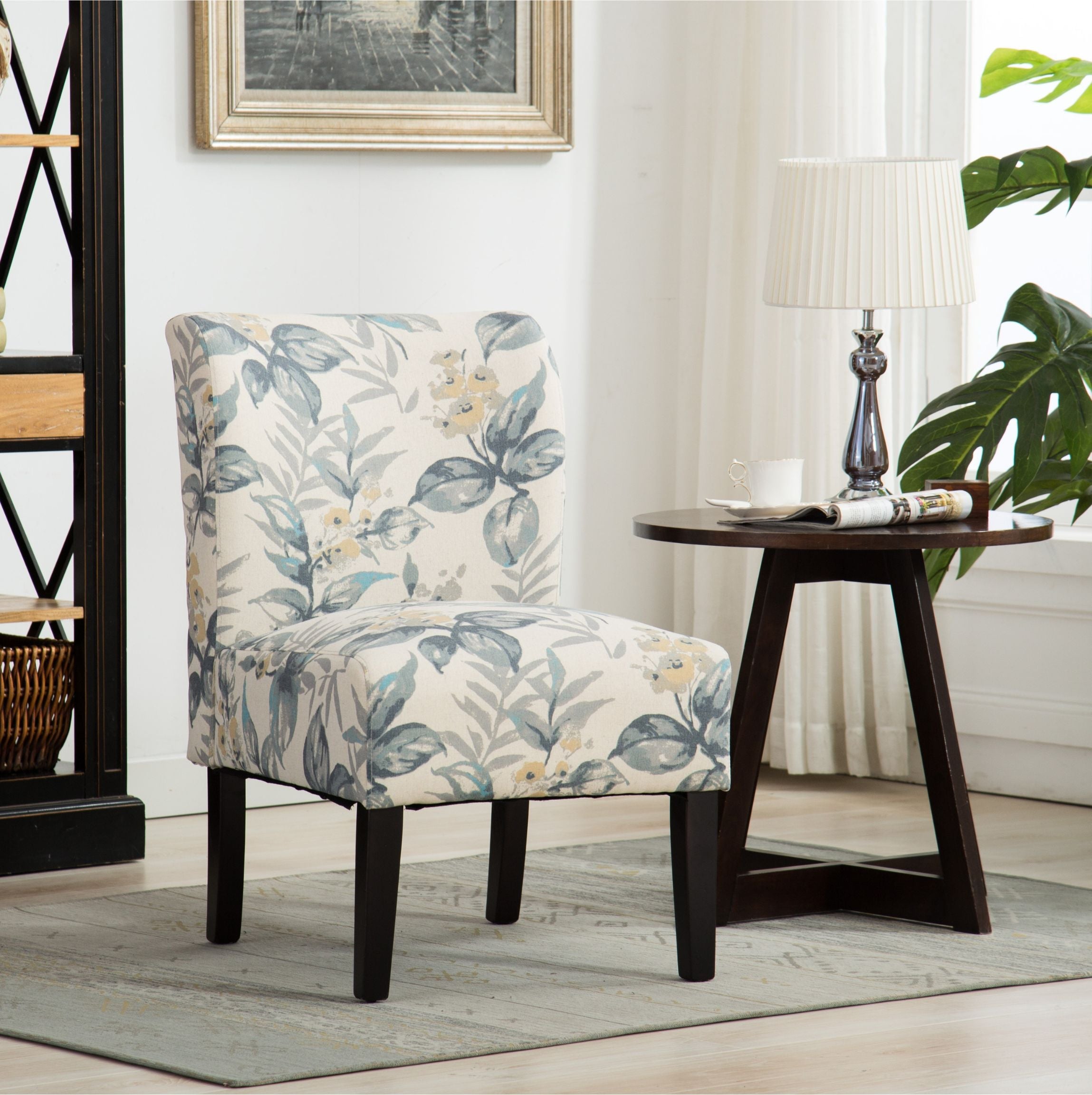 Modern Capa Fabric Armless Accent Chair by Roundhill Furniture - Stylish Contemporary Living Room Seating for Home Office, Lounge & Reading Nook