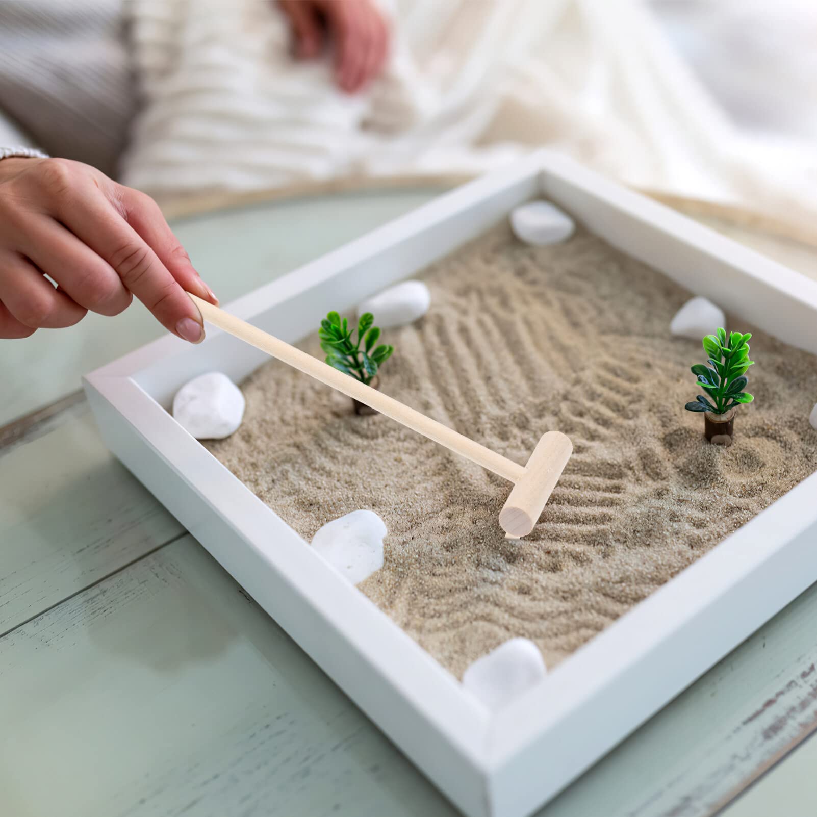 12PCS Mini Zen Garden Rake Tools Set - Bamboo Sand Rake for Meditation, Desktop Zen Garden Decor - Perfect for Home Office, Stress Relief & Mindful Relaxation