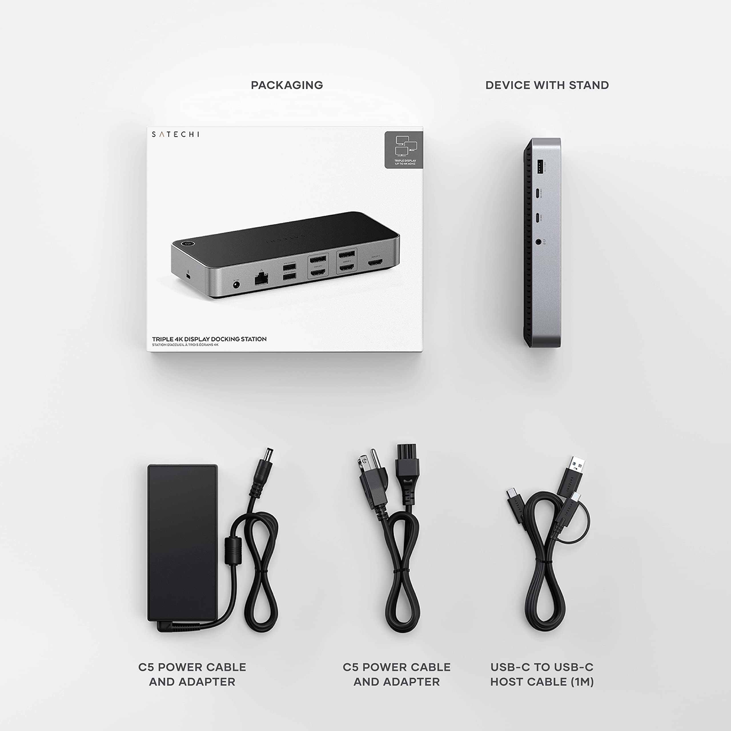 Satechi 14-in-1 USB C Triple 4K Docking Station with 100W PD, 2 DisplayPort, 3 HDMI, 4 USB C Ports, USB-A, Gigabit Ethernet & Audio Jack - Compatible with MacBook & Windows Laptops - Perfect for Home Office, Gaming & Multi-Monitor Setup