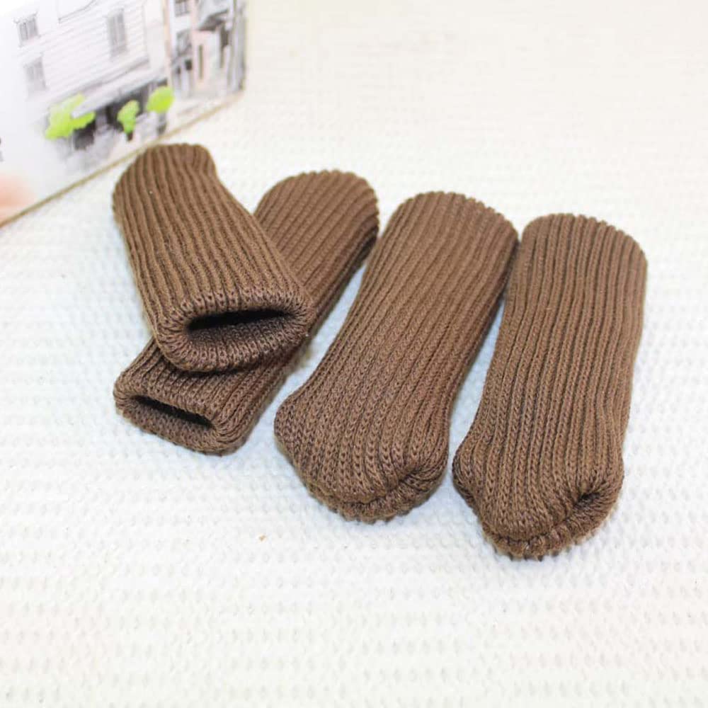 Knitted Chair Leg Socks Protectors - High Elastic Furniture Pads for Hardwood Floor Protection (Brown, 60-Pack) | Double Thickness Bar Stool Leg Covers for Home & Office Use