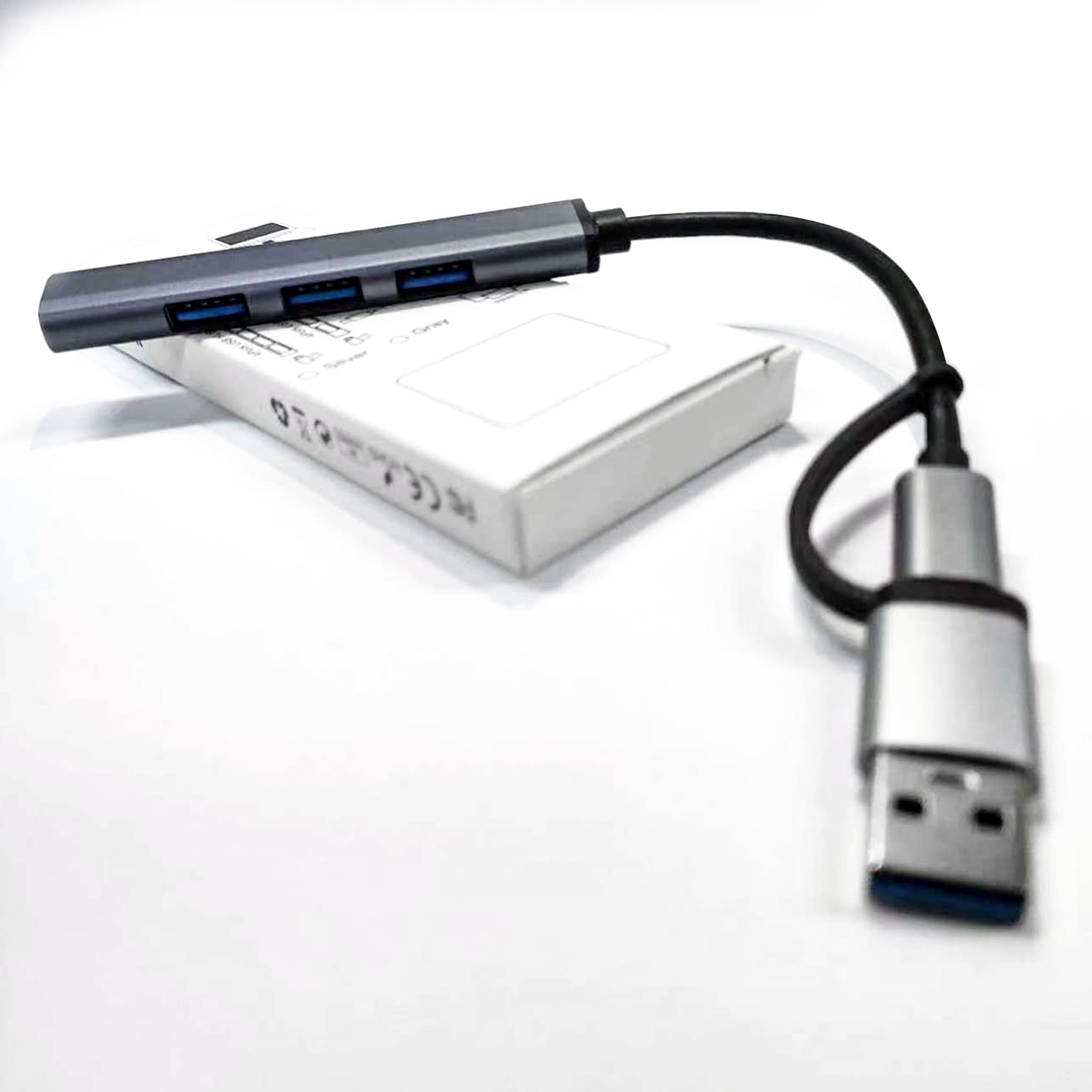 5-in-1 USB C Hub for Laptop - 4-Port USB 3.0 Adapter with 5V/3A Fast Charging - Compatible with MacBook Pro/Air, Chromebook, Dell XPS - Perfect for Office Work, Travel & Home Use