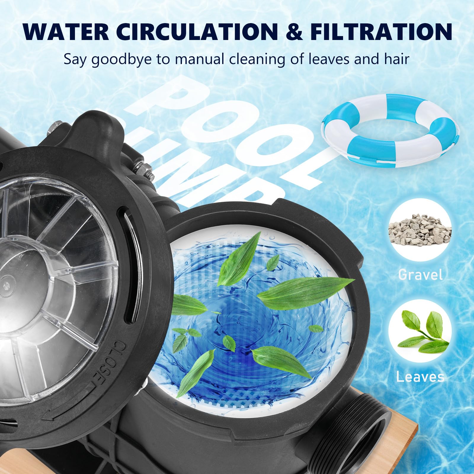 VEVOR 2.0HP Above Ground Pool Pump - 5520 GPH Max Flow, 230V 1500W Dual Speed Energy Efficient Swimming Pool Motor with Strainer Basket - ETL Certified for Safety - Perfect for Inground & Above Ground Pools, Backyard Swimming, and Water Circulation