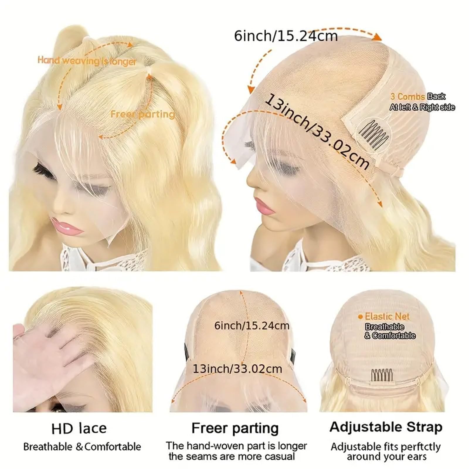 VASILIA 13x6 HD Lace Front Human Hair Wig - 32 Inch Blonde 613 Body Wave Pre-Plucked with Baby Hair | Natural Look for Daily Wear, Cosplay & Special Occasions