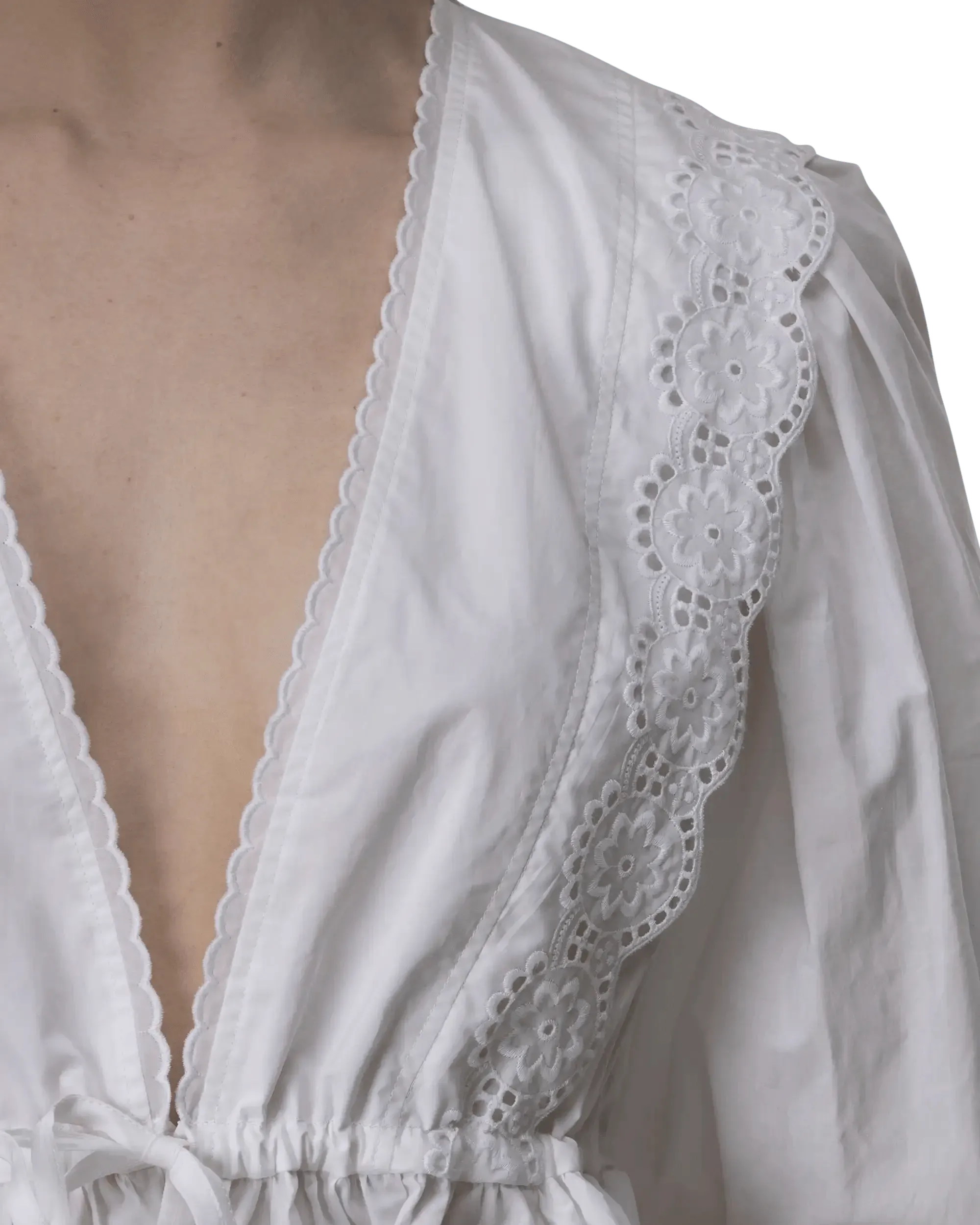 Elegant Eyelet Embroidered Wrap Blouse for Women - Boho Chic Floral Lace Top - Perfect for Summer Outfits, Beach Vacations & Date Nights