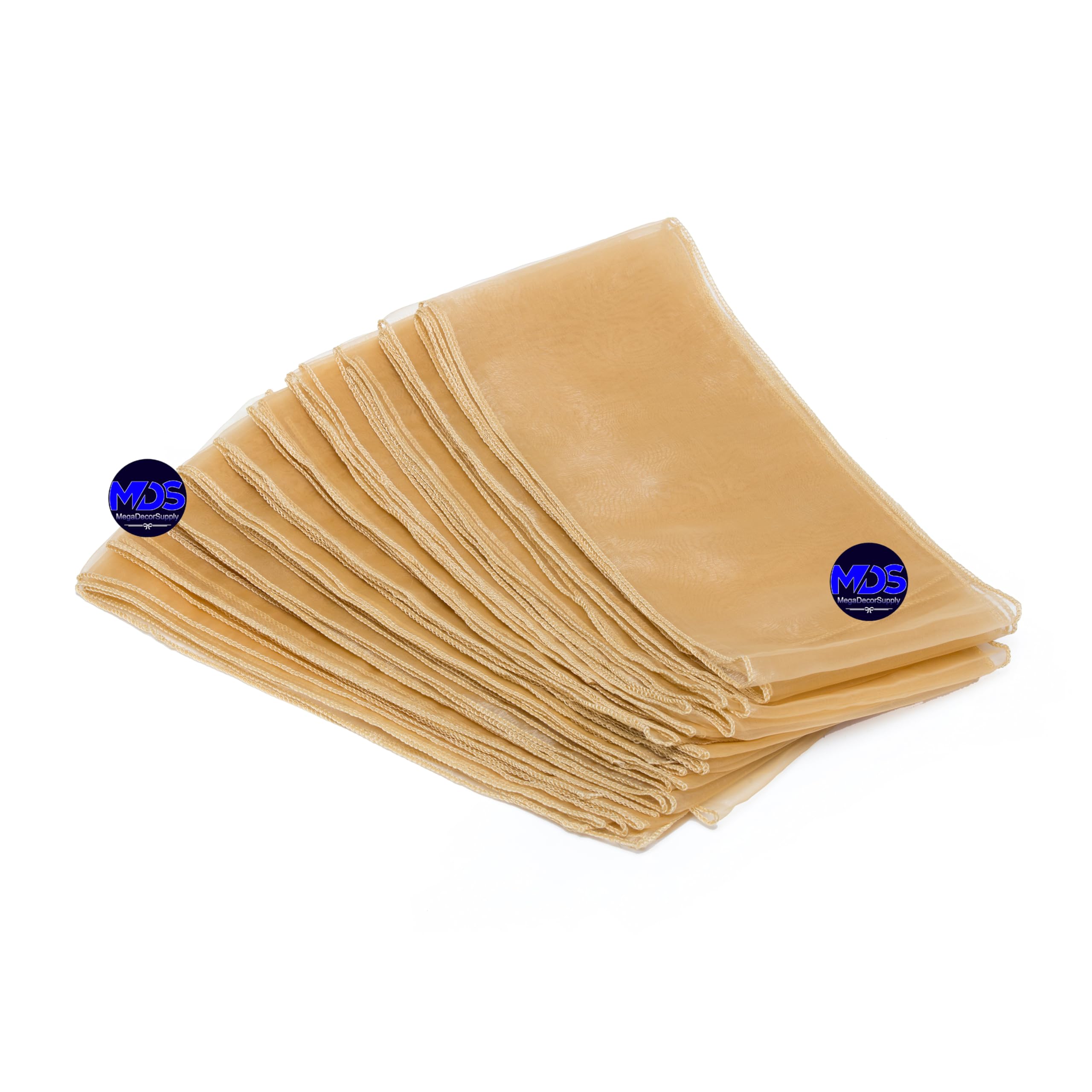 50 Pack Champagne Gold Organza Chair Sashes - Elegant Wedding Reception Decor, Banquet Chair Bows, Restaurant Dining Chair Covers & Party Supplies - Perfect for Weddings, Bridal Showers, Banquets and Special Events