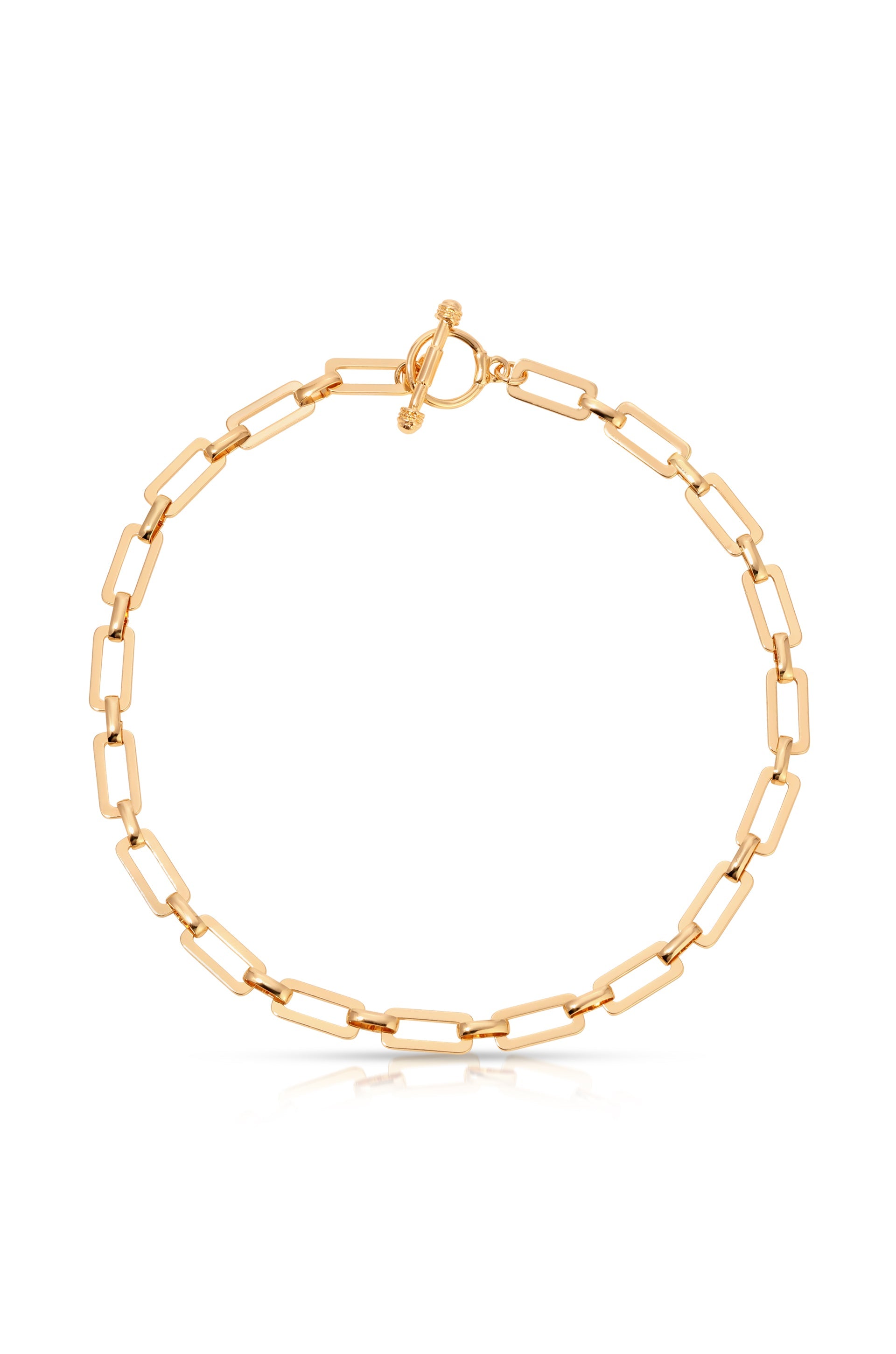 Golden Flat Rectangle Chain Necklace for Women - Elegant Layering Jewelry for Daily Wear, Party & Special Occasions