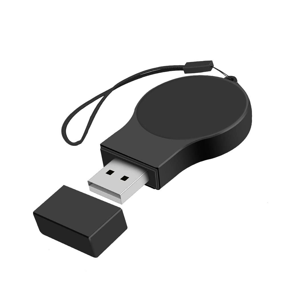 Portable Samsung Galaxy Watch 7 6 5 Wireless Charger - USB Travel Cordless Charging Keychain for Galaxy Watch 7 Ultra 6 Classic 5 Pro 4 Classic 3 & Active 2 - Fast Charging Accessories for Gym Office Home Travel (Black)