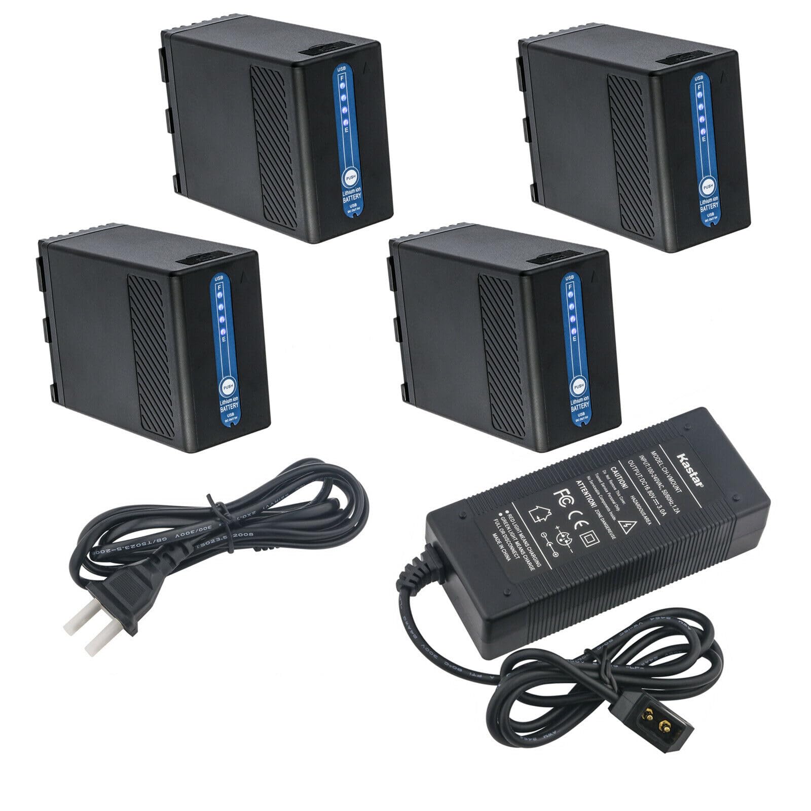 Kastar 4-Pack BP-A68 Replacement Battery and D-Tap Fast Charger Kit - Compatible with Canon BP-A30/60/65/68/90, US0870C002, CG-A10/A20 Chargers - Power Solution for Canon C500 EF Mount 4K Cinema Camera - Perfect for Film Production, Documentary Shooting & Professional Videography