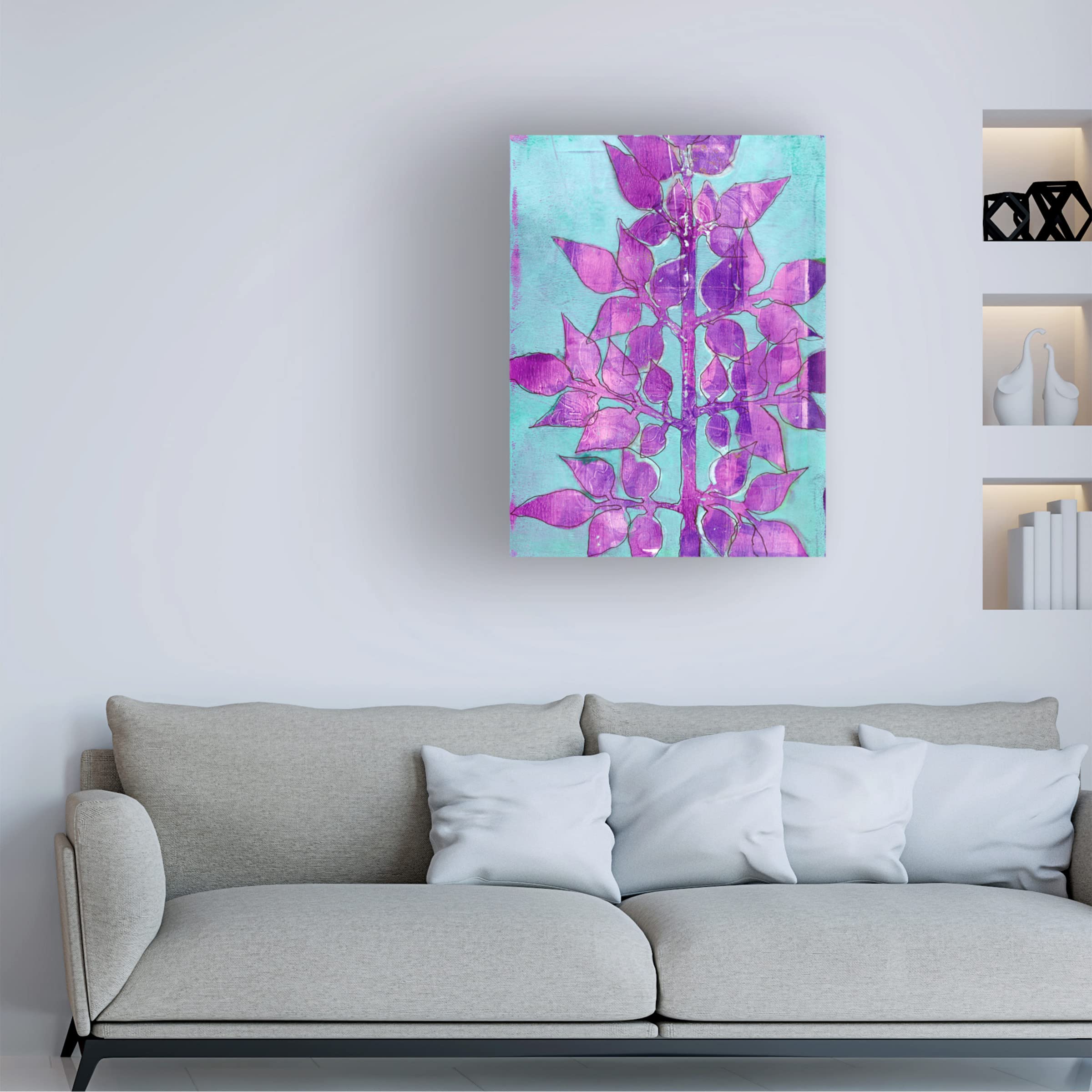 Regina Moore 'Purple Planta I' Canvas Wall Art Print - Modern Botanical Floral Painting for Living Room, Bedroom & Office Decor