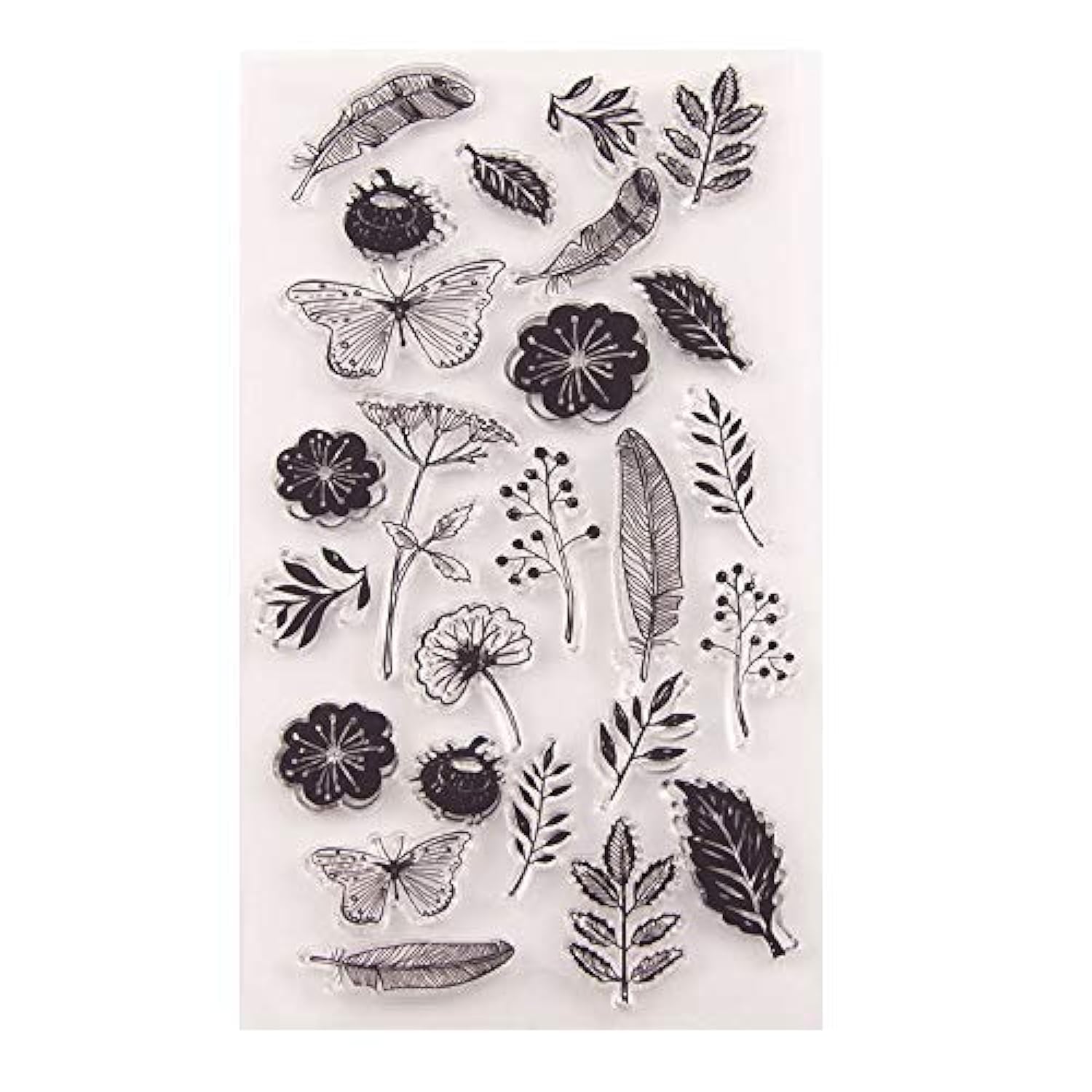 GIMITSUI Clear Silicone Stamps - Leaf & Flower Designs for Scrapbooking, Card Making, DIY Crafts, and Home Decor