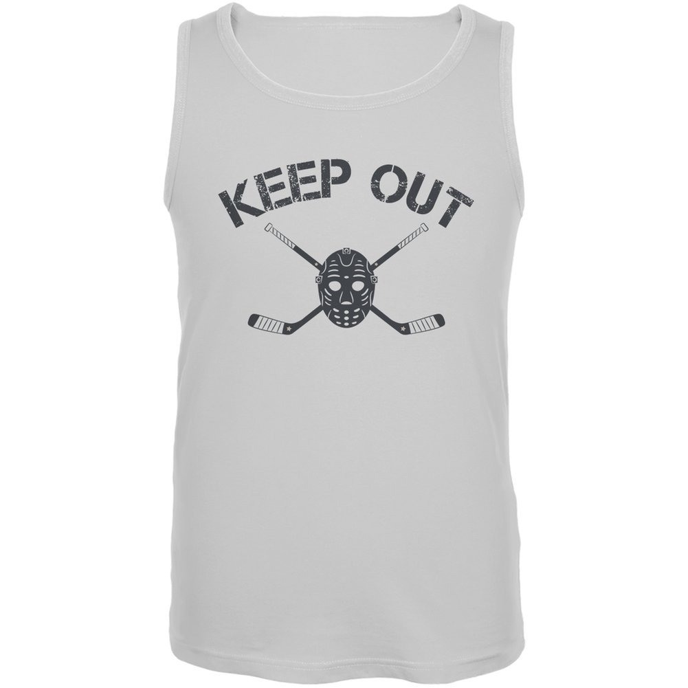 Old Glory Hockey Goalie Keep Out White Adult Tank Top - Patriotic Hockey Practice & Game Day Apparel for Men & Women