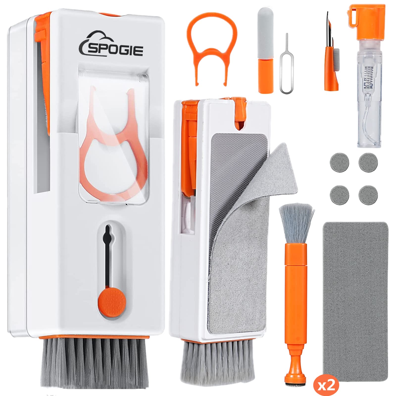 11-in-1 Keyboard Cleaning Kit - Professional Laptop & Electronics Cleaner Set for Keyboard, Cell Phone, Earbuds, Camera Lens & Computer Accessories | Includes Multifunctional Tools & Soft Brush (Orange) | Perfect for Home, Office & Travel Use