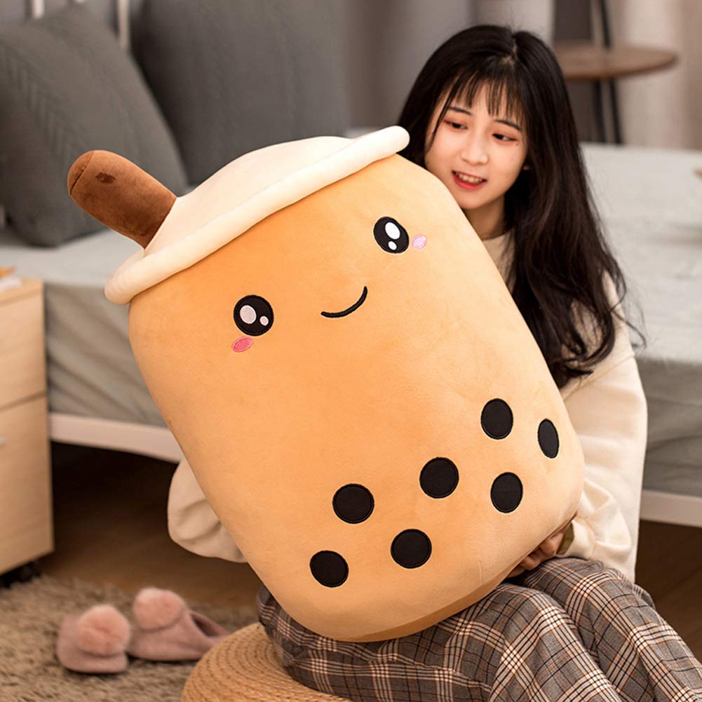 27.5 Inch Boba Plush Pillow Toy - Cute Brown Round Eye Bubble Tea Stuffed Animal for Kids, Valentine's & Christmas Gifts | Perfect for Cuddling, Room Decor & Anime Lovers