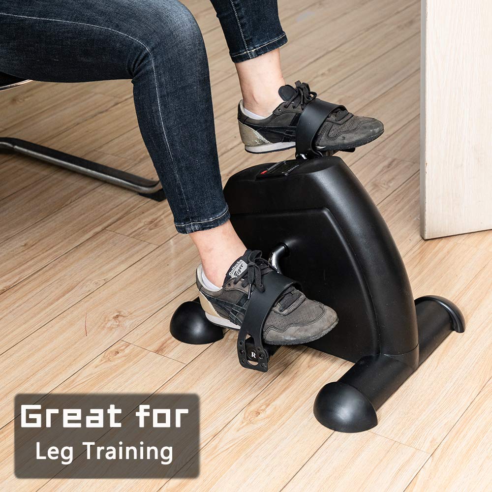 Under Desk Exercise Bike - Mini Stationary Pedal Exerciser for Physical Therapy & Leg Workouts - Compact & Portable for Office, Home & Rehab Use - Black