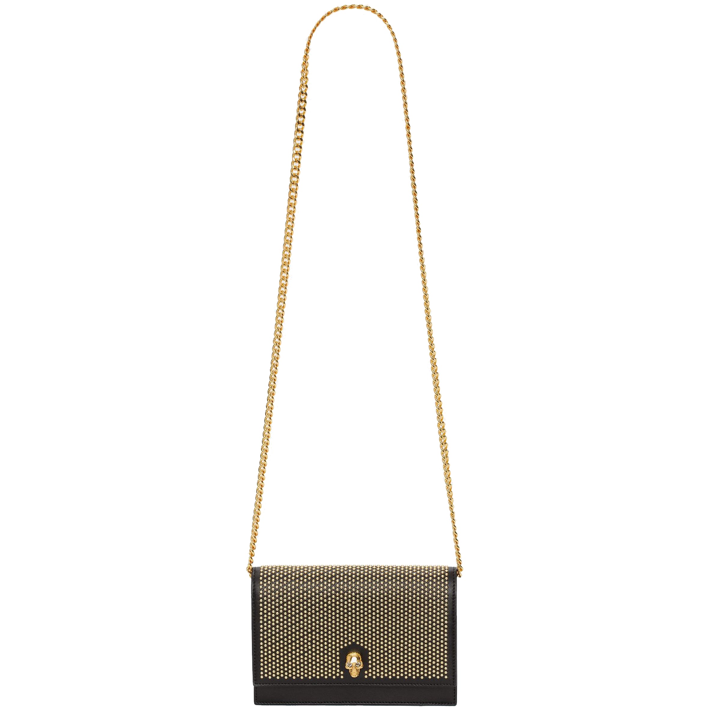 Gothic Skull Mini Crossbody Bag with Studded Details in Black & Gold - Perfect for Halloween, Parties, and Punk Fashion Accessories