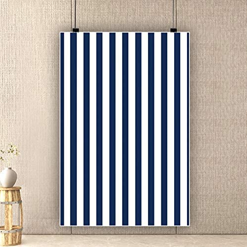 Laeacco 5x7ft Navy Blue & White Stripes Vinyl Photography Backdrop - Abstract Design for Baby Shower, Kids Birthday Party, Home Decor, Portrait Studio & Room Decoration (Ideal for Photo Booths, Social Media Content & Professional Photography)