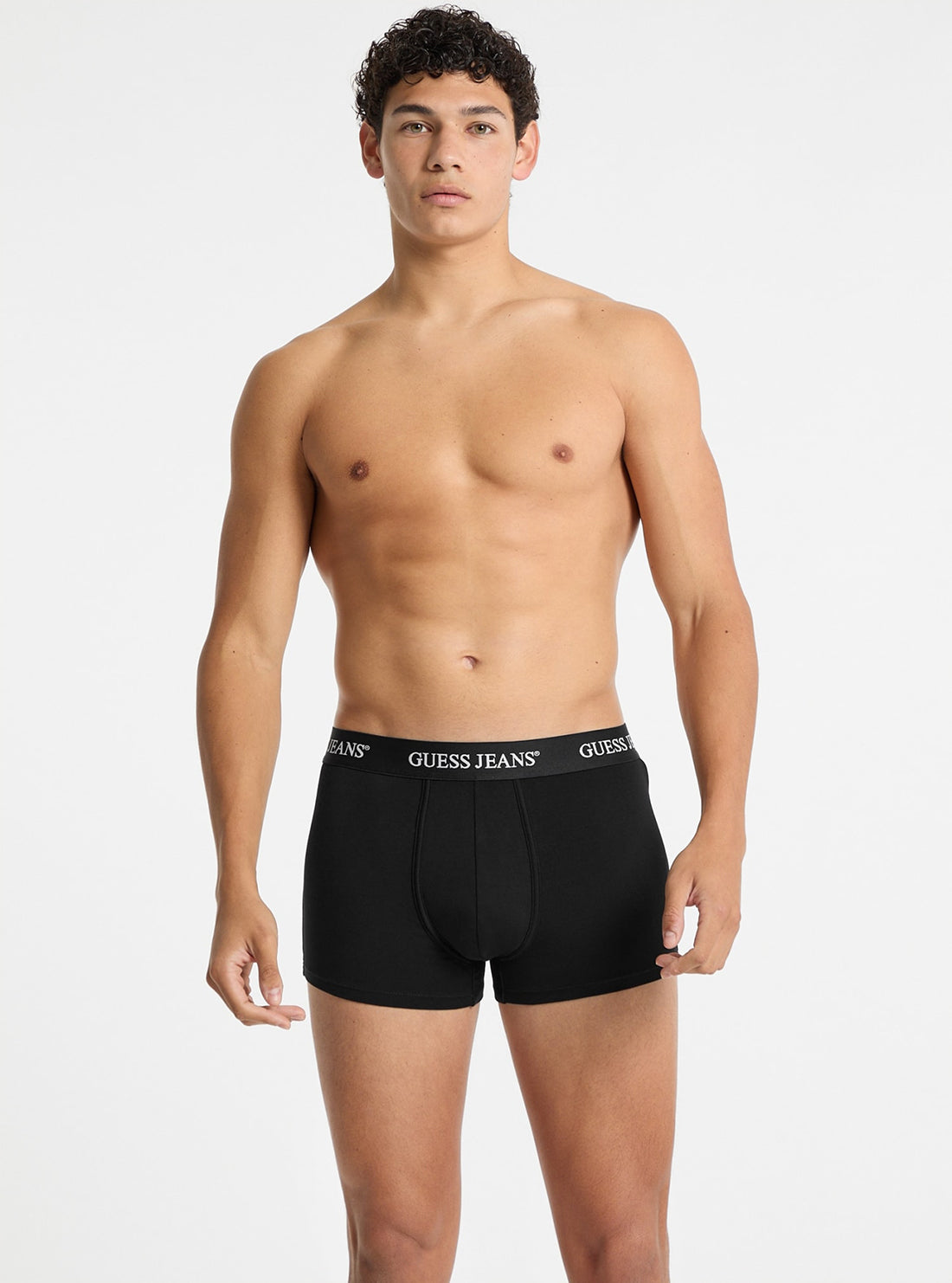 Guess Jeans Black & Grey 2 Pack Men's Underwear Trunks - Soft Cotton Boxer Briefs for Everyday Comfort & Lounge Wear