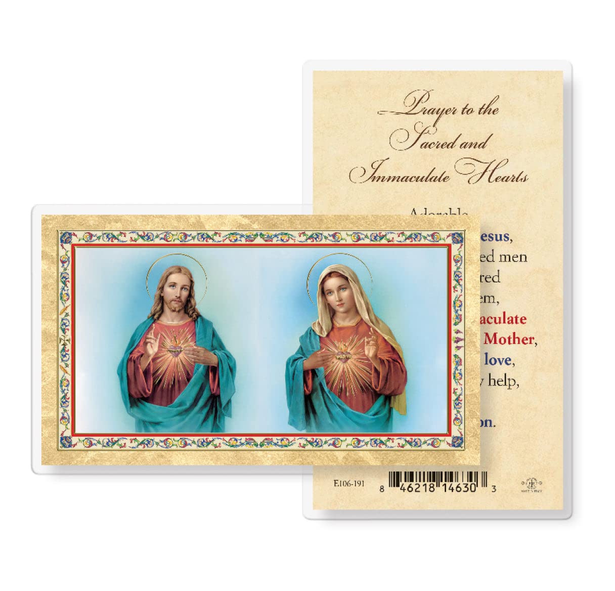 Pack of 25 Gold-Stamped Laminated Catholic Prayer Holy Cards - Hirten Prayer to S.H.J. & I.H.M. with Prayer Text on Back | Religious Devotion, Gift Giving, Church Events