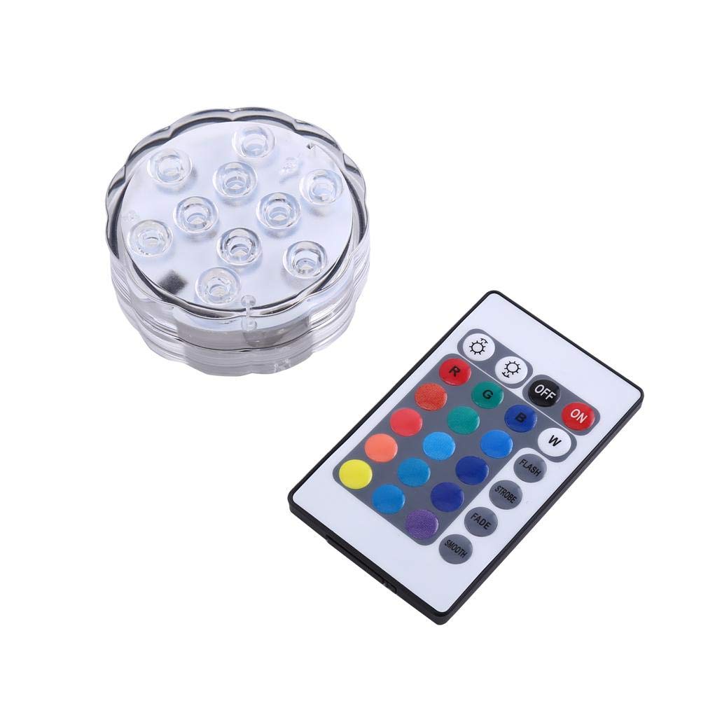 Waterproof Submersible LED Light - Mini 10 LED RGB Color Changing Aquarium Light with Wireless Remote Control for Fish Tank, Pond, Pool, Christmas, Halloween, Party, Home Decor