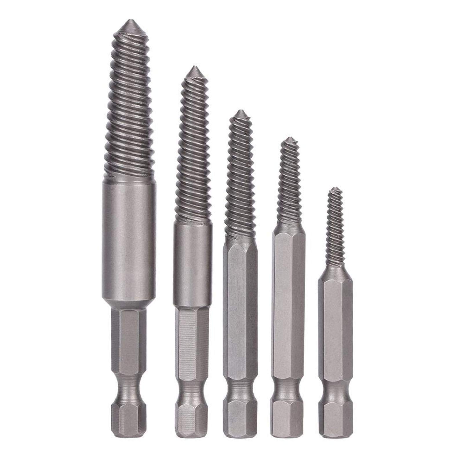 5pcs Broken Screw Extractor Kit - Hex Shank Damaged Bolt Remover Tool for DIY & Auto Repair