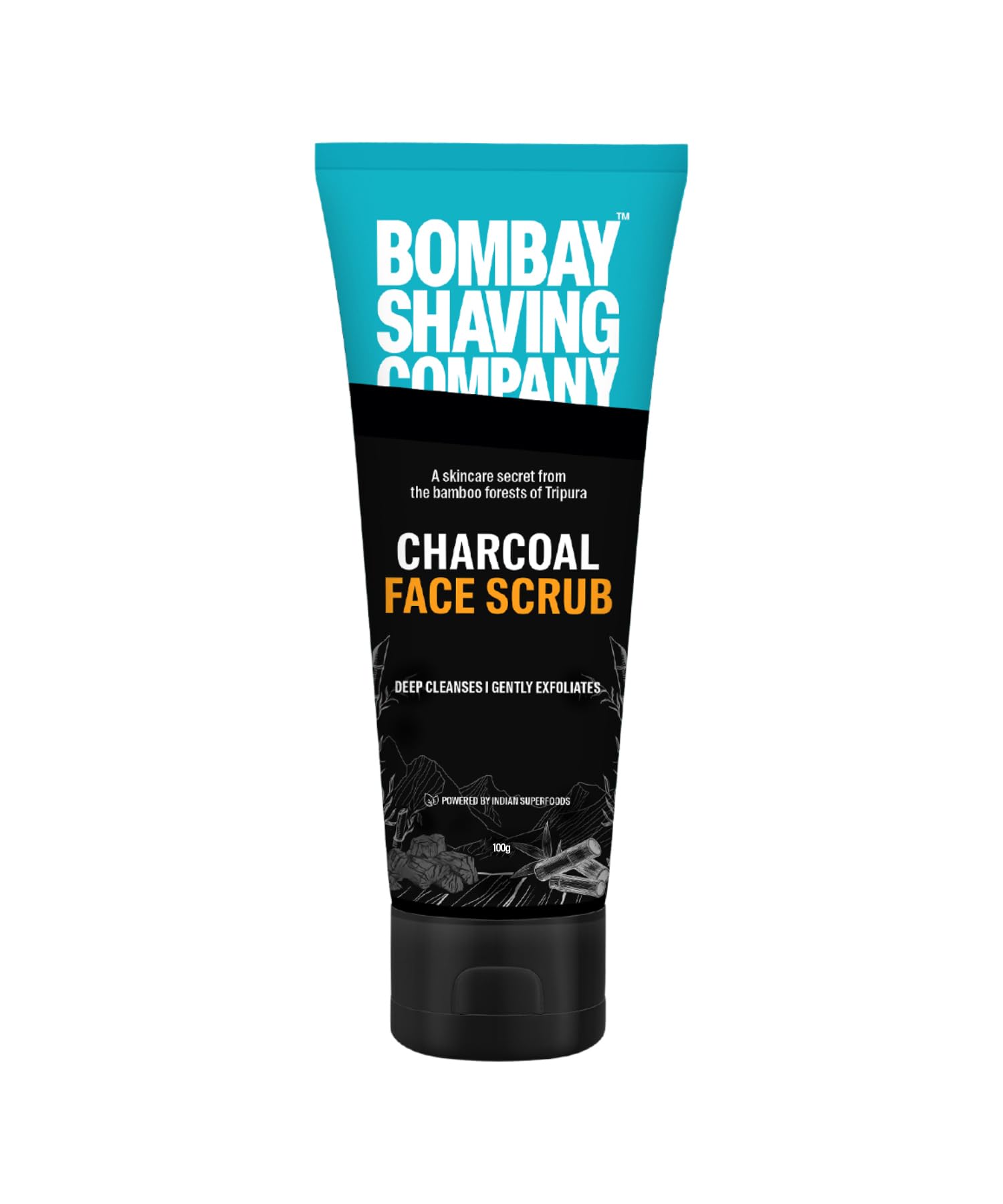 Bombay Shaving Company Charcoal Face Scrub with Black Sand - Deep Exfoliating & Blackhead Remover for Men & Women, 100g - Perfect for Daily Skincare & Acne Treatment
