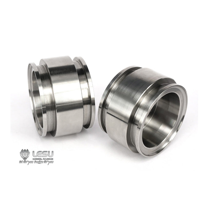 1/15 Scale Metal Stainless Steel Wheel Hubs with Rubber Tires for LESU Hydraulic Loader, DIY RC Car Model Truck & TAMIYA - Perfect for RC Vehicle Upgrades, Off-Road Crawling and Scale Model Building