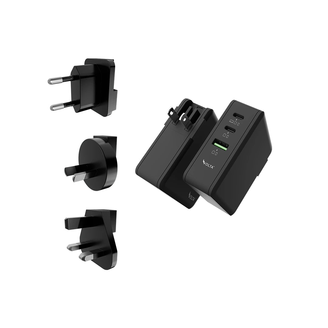 Volta Giga 100W USB C GaN Fast Charger - 3 Port Compact Wall Charger for MacBook, iPhone, Samsung Galaxy & More | Perfect for Travel, Office & Home Use