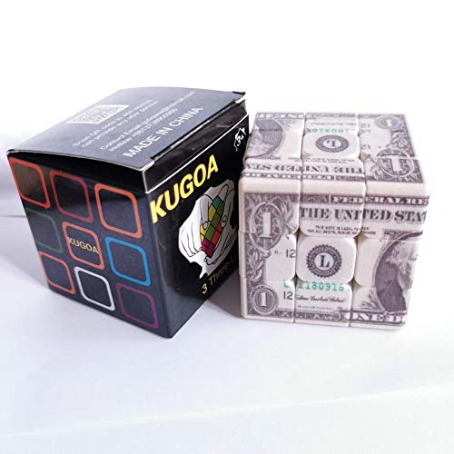 3x3 Speed Cube with Dollar Bill Pattern - Fast & Smooth Magic Cube Puzzle for Kids & Adults - 5.6cm/2.2