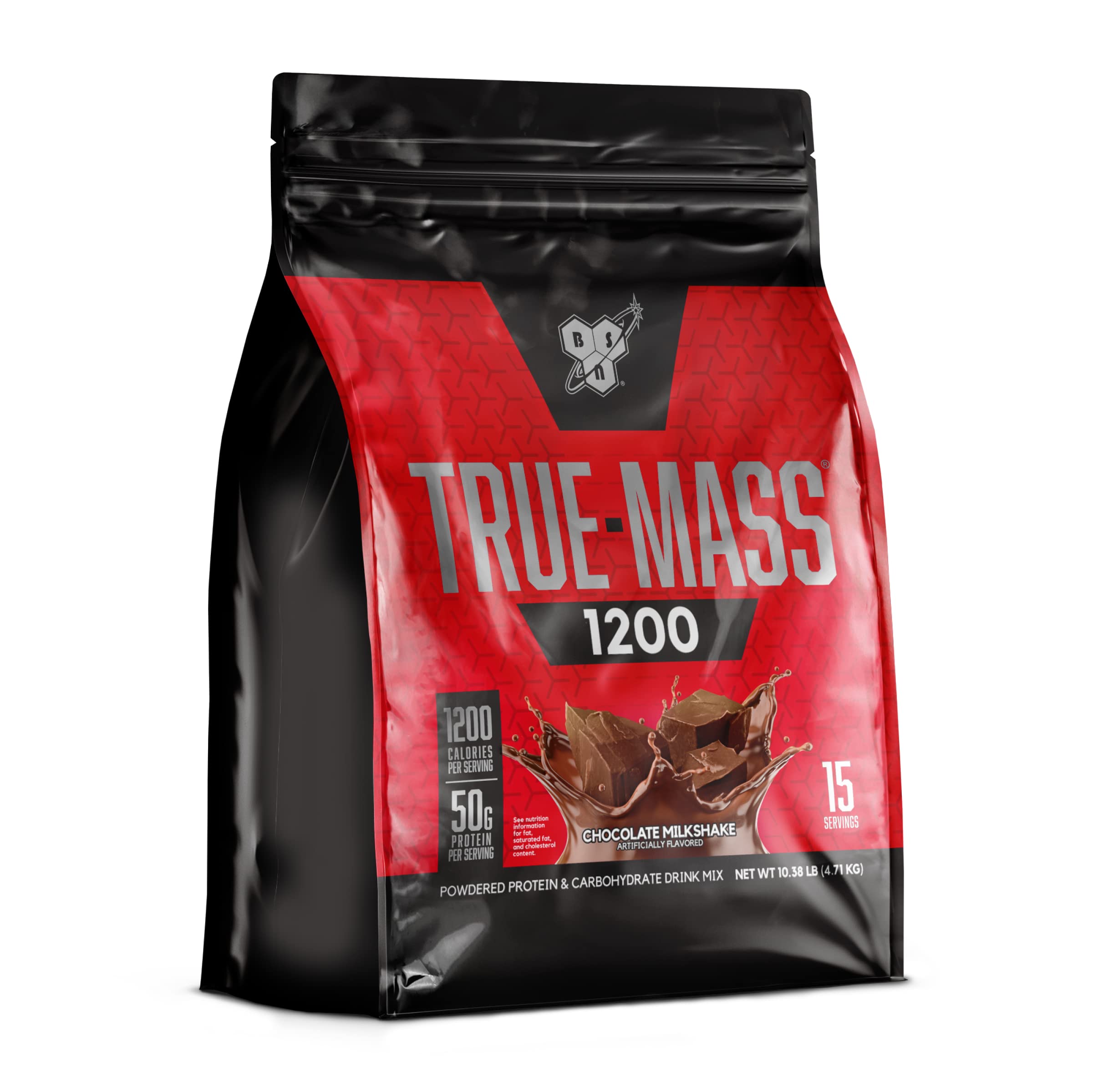 BSN TRUE-MASS Weight Gainer Protein Powder - Chocolate Milkshake Flavor, 10.38lb Muscle Building Supplement for Bodybuilding & Post-Workout Recovery | Perfect for Gym Enthusiasts & Athletes
