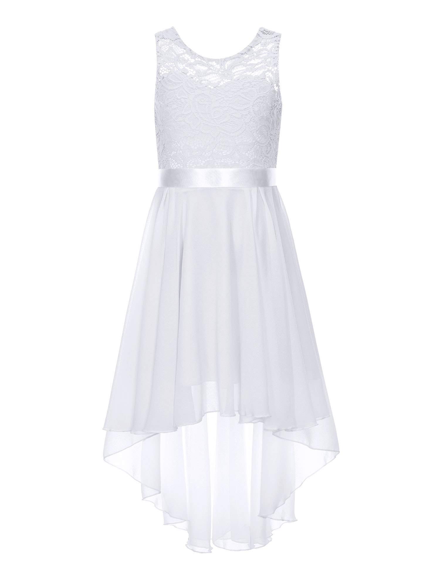 Lace Flower Girl Dress for Wedding - High Low Chiffon Bridesmaid Gown for Formal Party & Special Occasions | Perfect for Weddings, Prom, Quinceañera & Ballroom Dances