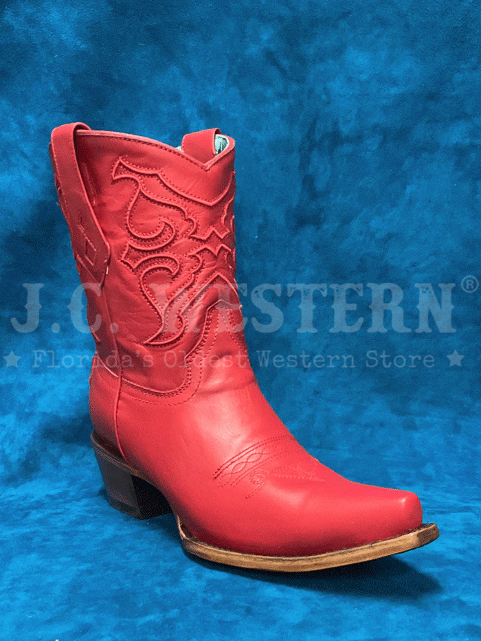 Corral Z5112 Women's Embroidered Ankle Western Boots - Red | Stylish Cowgirl Boots for Country Dancing, Rodeo & Casual Wear