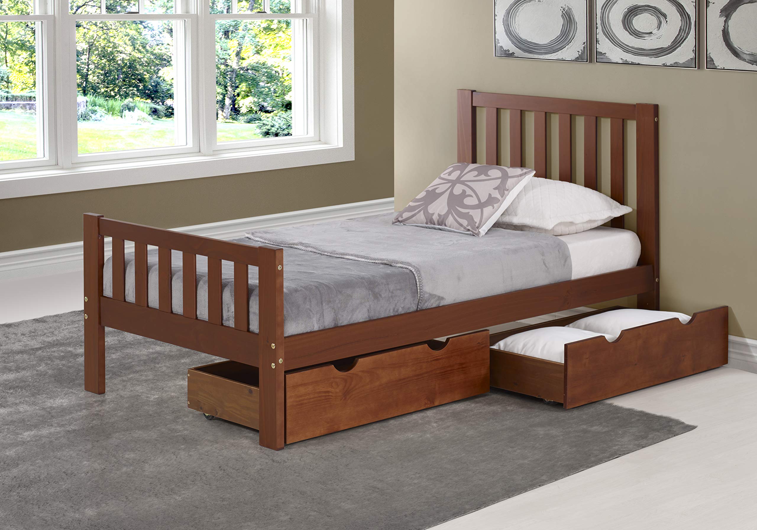 Wooden Underbed Storage Drawers Set of 2 - Rolling Organizer for Kids Bedroom, Seasonal Clothes & Toy Organization (37x20.38x9.38 Inches) - Fits Bed Frames 9.75