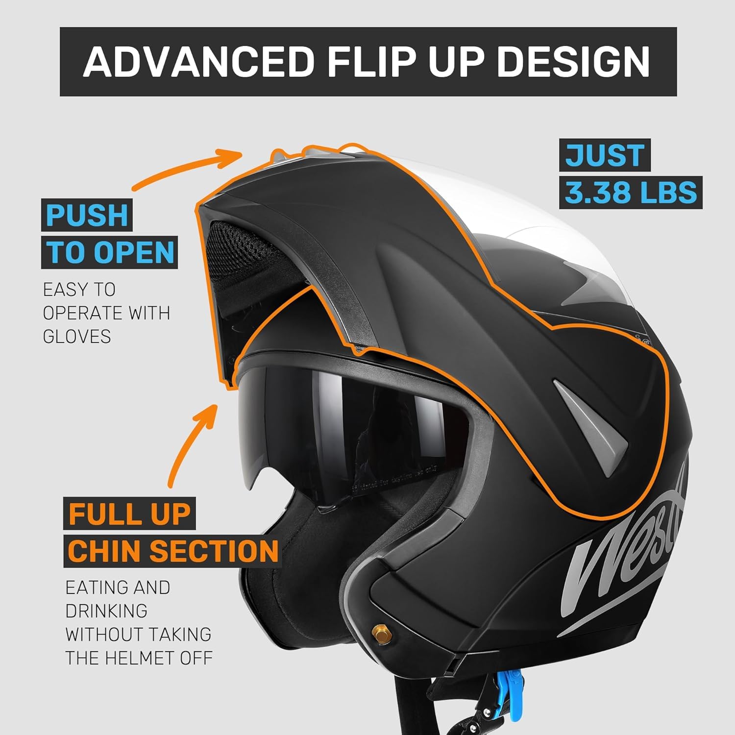 Modular Motorcycle Helmet DOT Approved - Dual Visor Full Face for Men & Women - Riding & ATV Safety