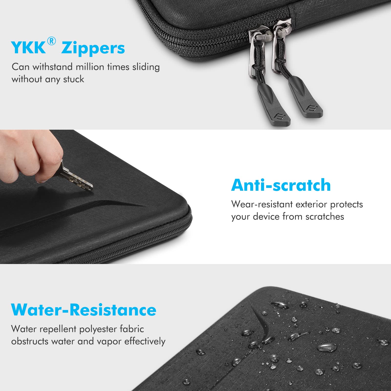 Fintie 13-14 Inch Shockproof EVA Laptop Sleeve Case for MacBook Pro 14, MacBook Air 13.6 (A2681, A3113, A3240), MacBook Pro/Air 13 & iPad 12.9-13 - Protective Carrying Bag in Black | Perfect for Travel, Office & School Use